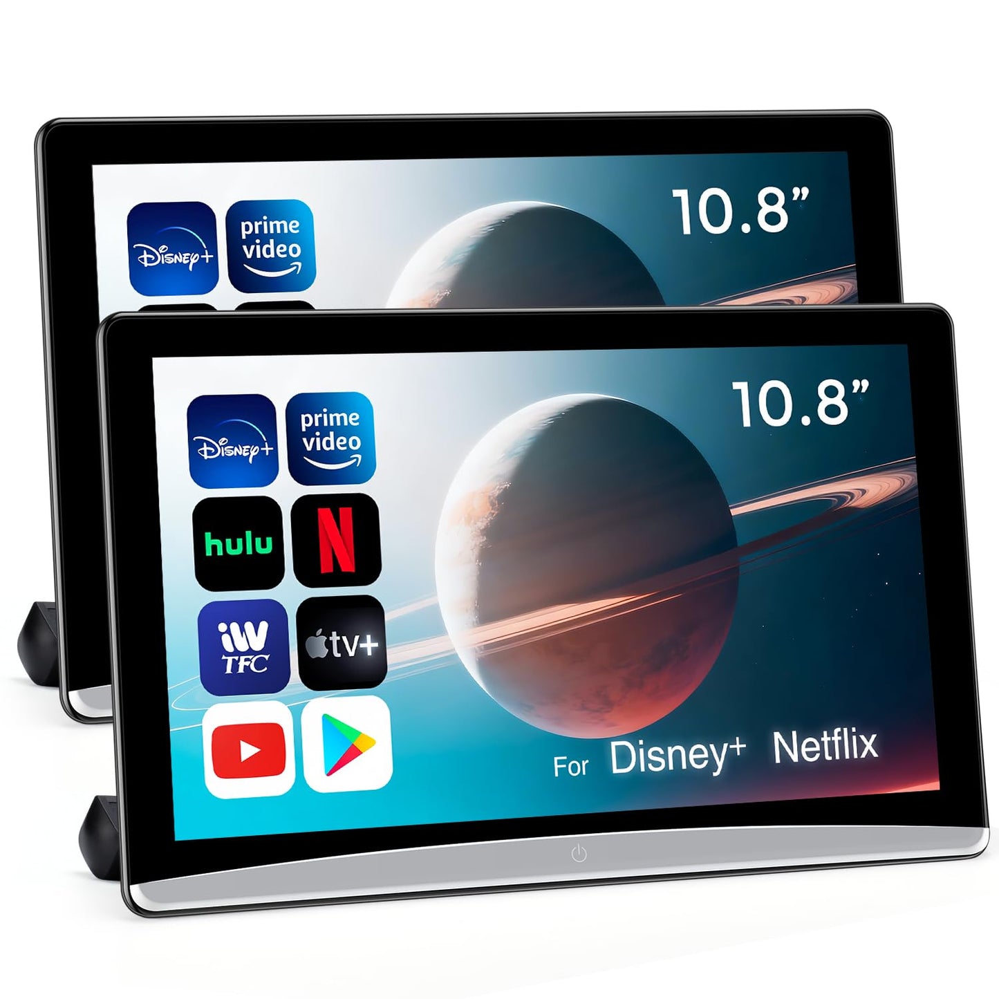 10.8" Android Car TV Headrest Monitor for Back Seat,Portable Rear Entertainment System Support Phone Wireless Mirroring 5G WiFi/HDMI/USB/Sync Touchscreen Video Players (2G+32G(2*PCS))