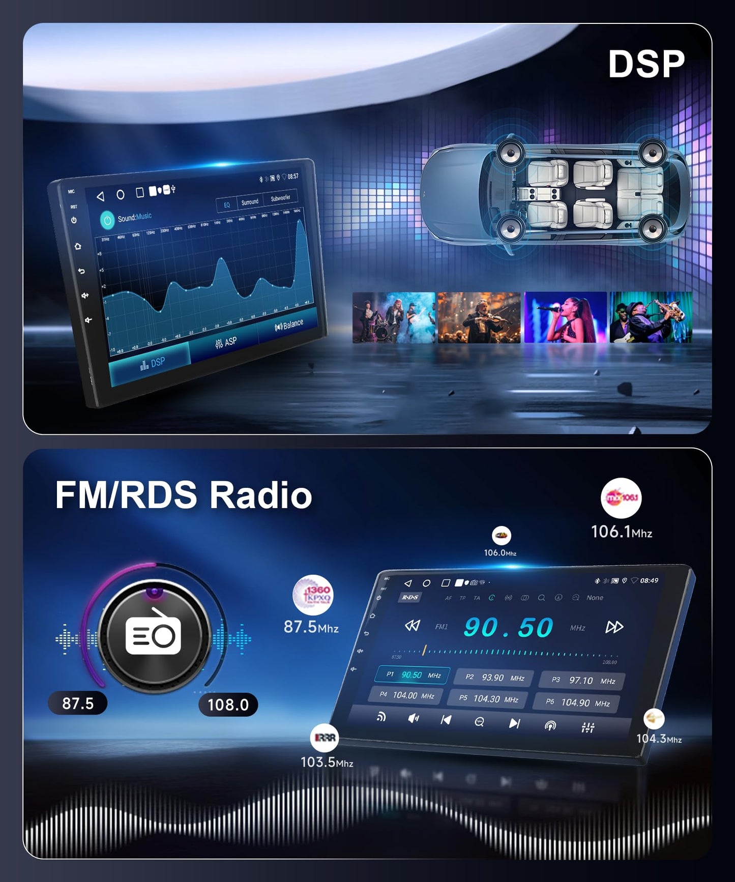 5Ghz WiFi 2G+64G for Ford Fusion Mondeo 2013-2019 Radio,【Android 15 Build-in DSP EQ】 Car Stereo with 5.0Bluetooth,Wireless Carplay Android Auto,9inch IPS Touch Screen,IP69k Backup Camera,GPS,FM/RDS