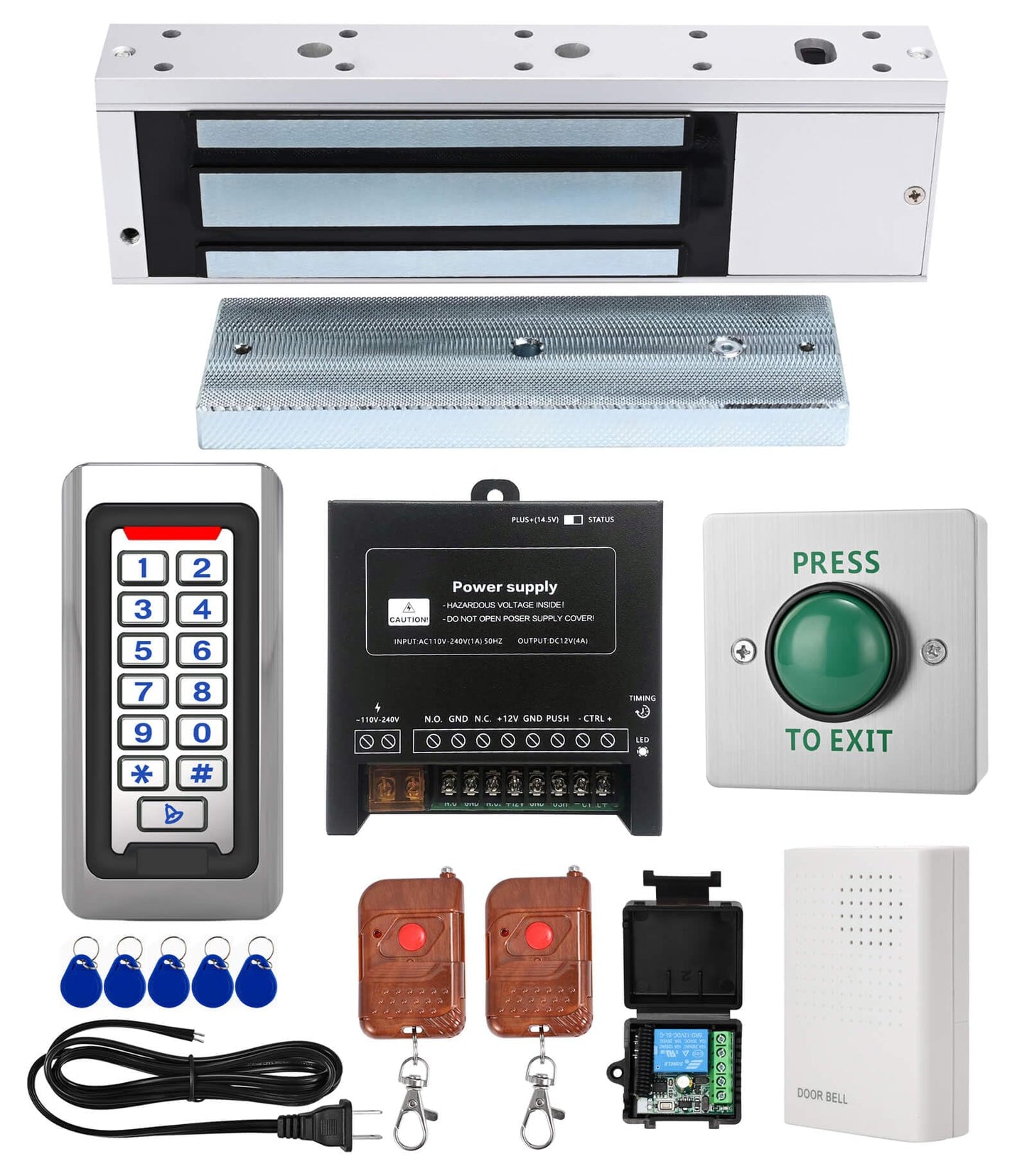 Tuya Smart Door Access Control System Kit, Waterproof Keypad Door Entry with 1200lb Magnetic Lock, Remote Control & App Unlock, Doorbell for Home & Office