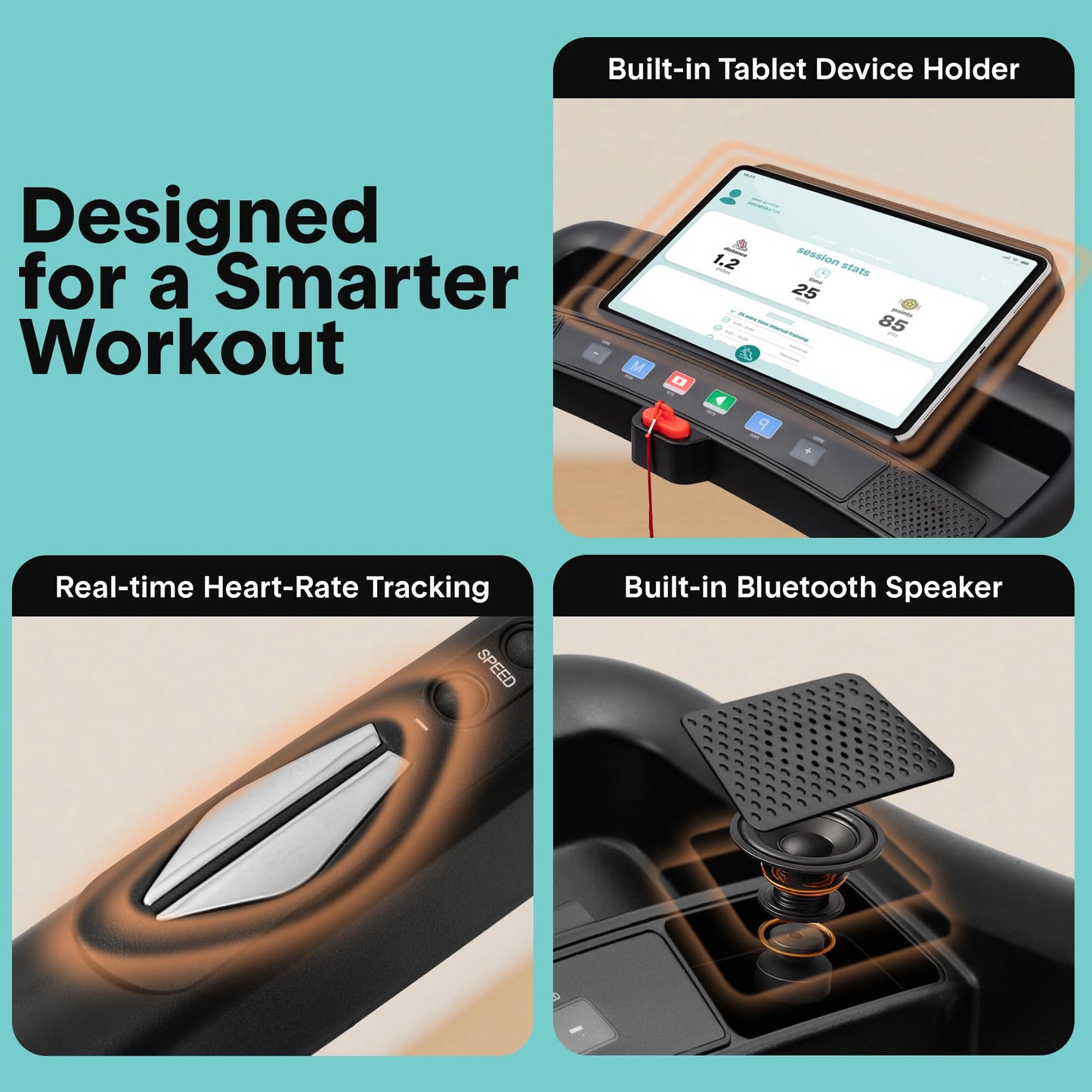 SereneLife Treadmill with Incline & Handle Bars | Compact Portable Walking Pad & Treadmill for Home/Apartment | Wide Running Belt 40" x 16" | Includes Workout Trainer Program with Bluetooth App