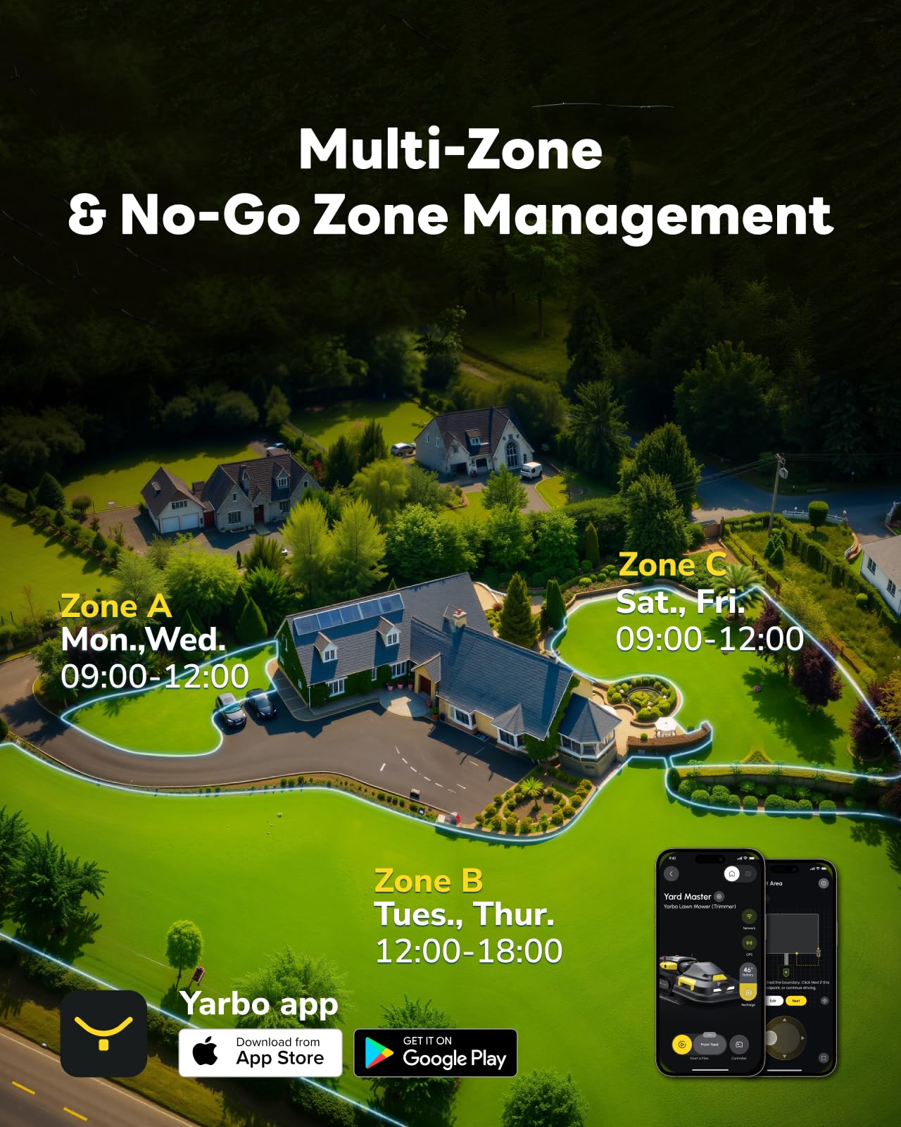 YARBO 4-in-1 Modular Robot, Lawn Mower, Snow Blower and Leaf Blower with Auto-Recharging, AI Multi-Zone Mapping & RTK for Navigation