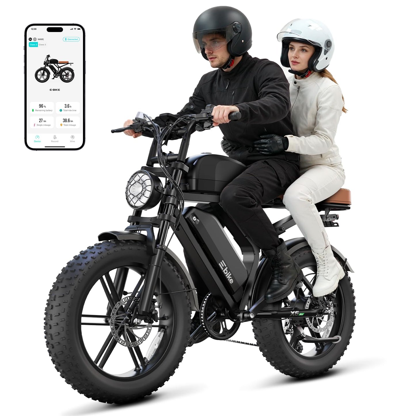 TS TST GRP LLC Electric Bike for Adults, Peak 1500W Motor Retro Ebike, Range 120Miles, 48V 30Ah Removable Battery, 20"x4" Fat Tires, Full Suspension, APP Control, Off-Road E Bike for City Commuting