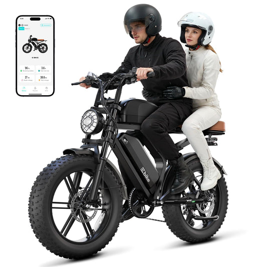TS TST GRP LLC Electric Bike for Adults, Peak 1500W Motor Retro Ebike, Range 120Miles, 48V 30Ah Removable Battery, 20"x4" Fat Tires, Full Suspension, APP Control, Off-Road E Bike for City Commuting