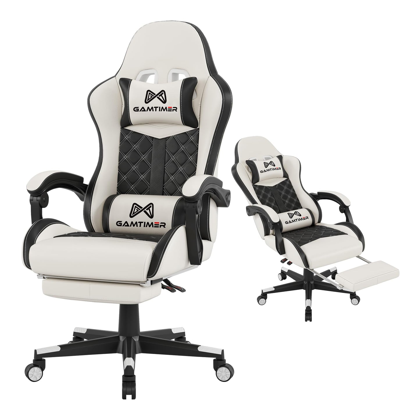 Gaming Chair, 400 lbs Adult Chair, High Back Computer Chair with Footrest and Linked Armrests, Office Video Game Chair with Lumbar Support (White)