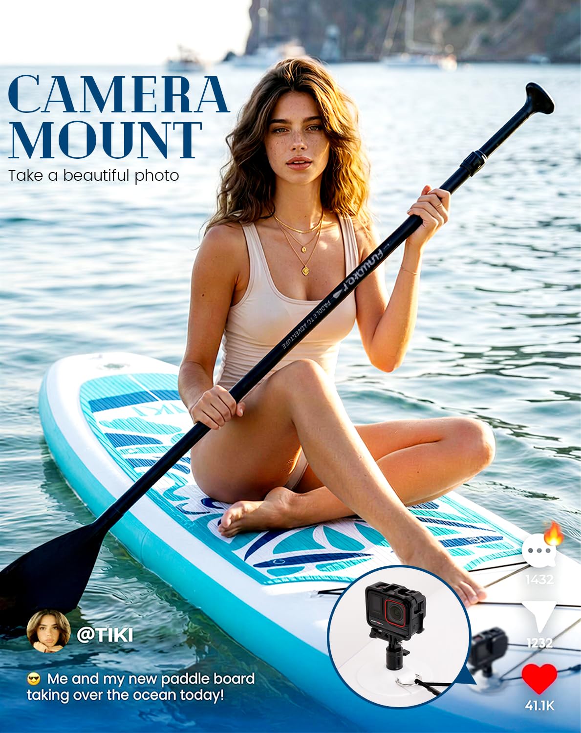 FunWater Inflatable 10'6×33"×6" Ultra-Light (17.6lbs) SUP for All Skill Levels Everything Included with Stand Up Paddle Board, Adj Floating Paddles, Pump, ISUP Travel Backpack, Leash,Waterproof Bag