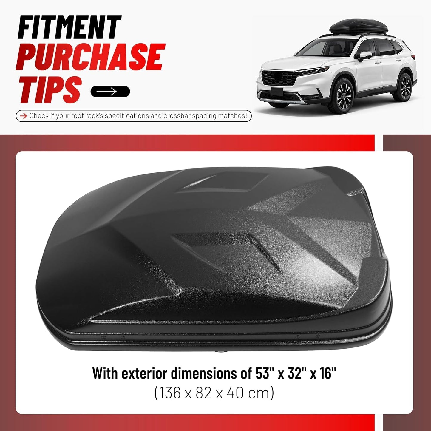 ALMULOO 15 Cubic Roof Cargo Box Lockable Dual-Side Opening Roof Top Carrier