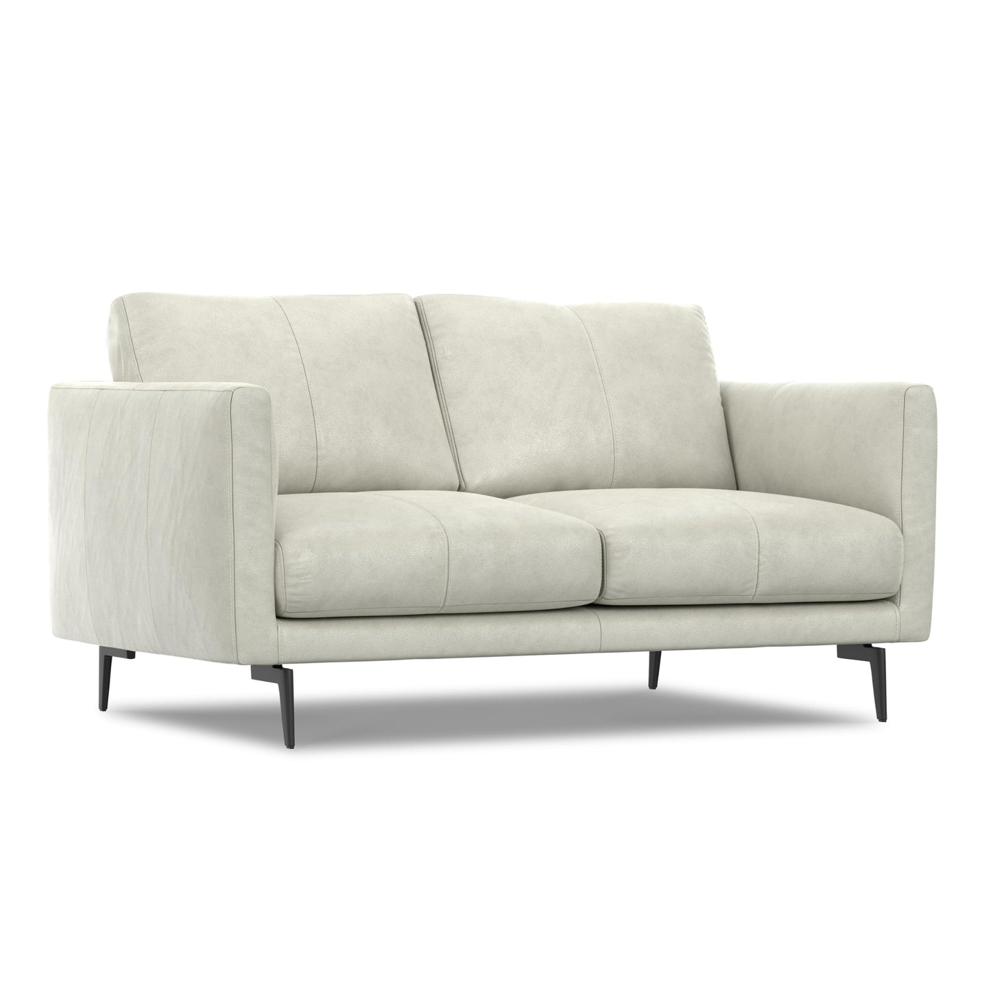 SIMPLIHOME Stevens Loveseat in Genuine Light Smoke Grey Leather, 60-inch Wide, Solid Wood Frame, Modern Compact Seating for Living Room or Apartment