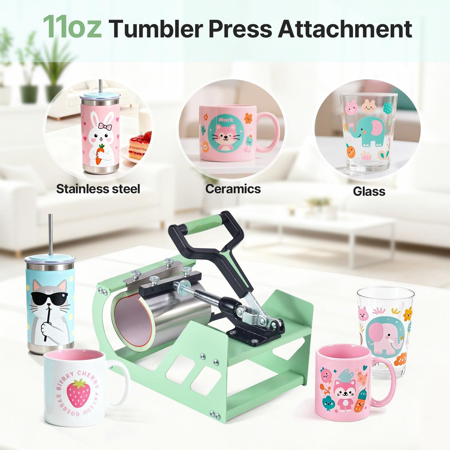 Slendor Heat Press Machine 12x15 inch, 5 in 1 360-Degree Swing Away Digital T Shirt Pressing Machine Multifunction Heat Transfer Sublimation Combo for T Shirts Mugs Hat Plate Cap, Green