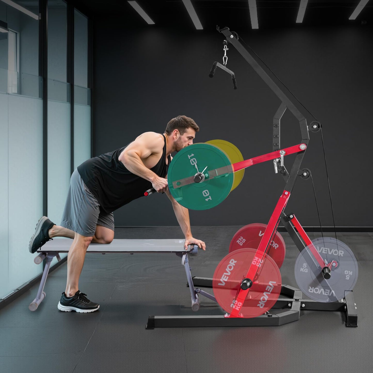 VEVOR Home Gym Equipment, Leverage Gym with 2:1 Ratio LAT Low Row System, Strength Training Machine for Squats Deadlifts Bench Press Bicep Curls, Home Gym Machine, Adjustable Full Body Workout Station