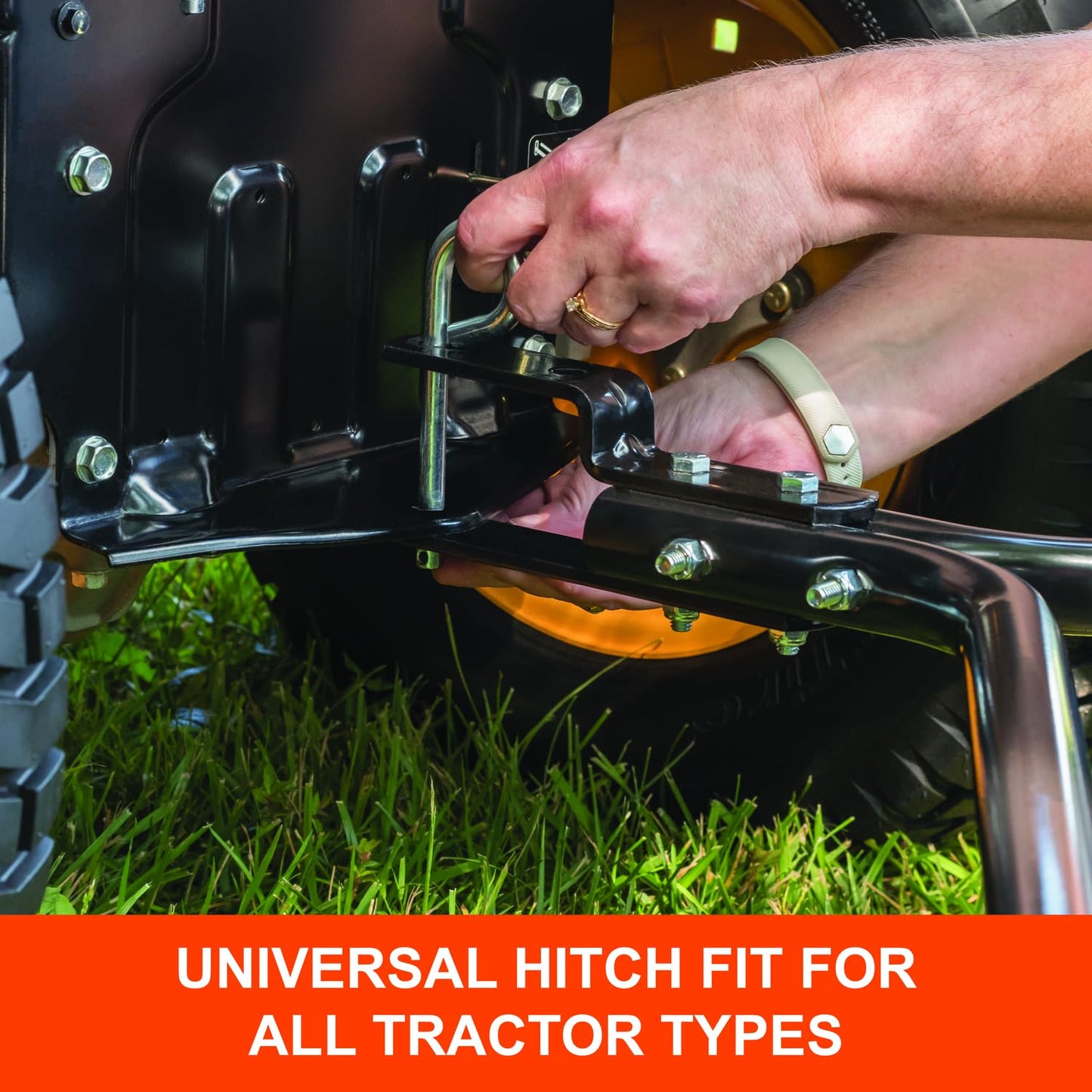 Agri-Fab Heavy Duty Tow Behind Lawn Sweeper, 50 in Working Width with 26 Cu Ft Hopper and Adjustable Brush Height
