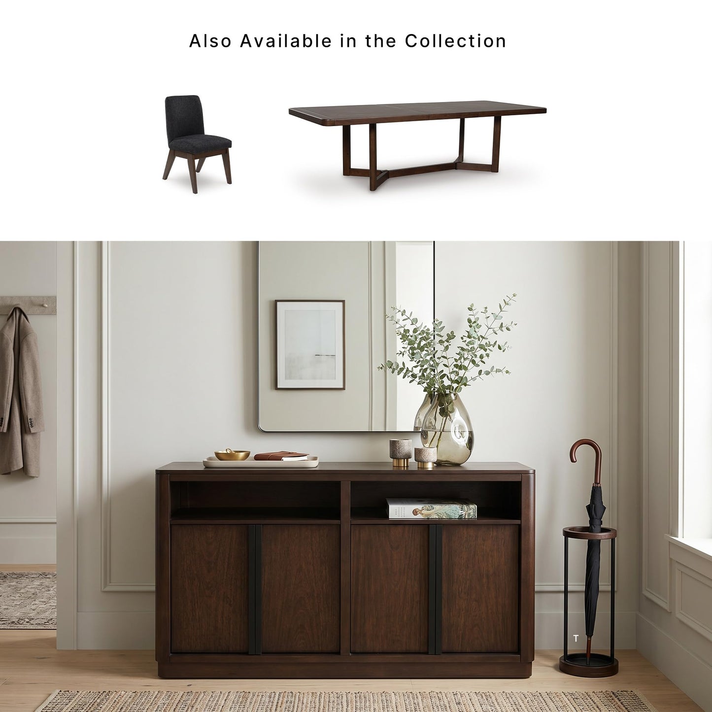 Signature Design by Ashley Yingden Dining Server, 60-Inch Sideboard Cabinet with Storage, Mango Wood Veneer, Buffet Table for Kitchen, Home Bar & Dining Room, Dark Brown