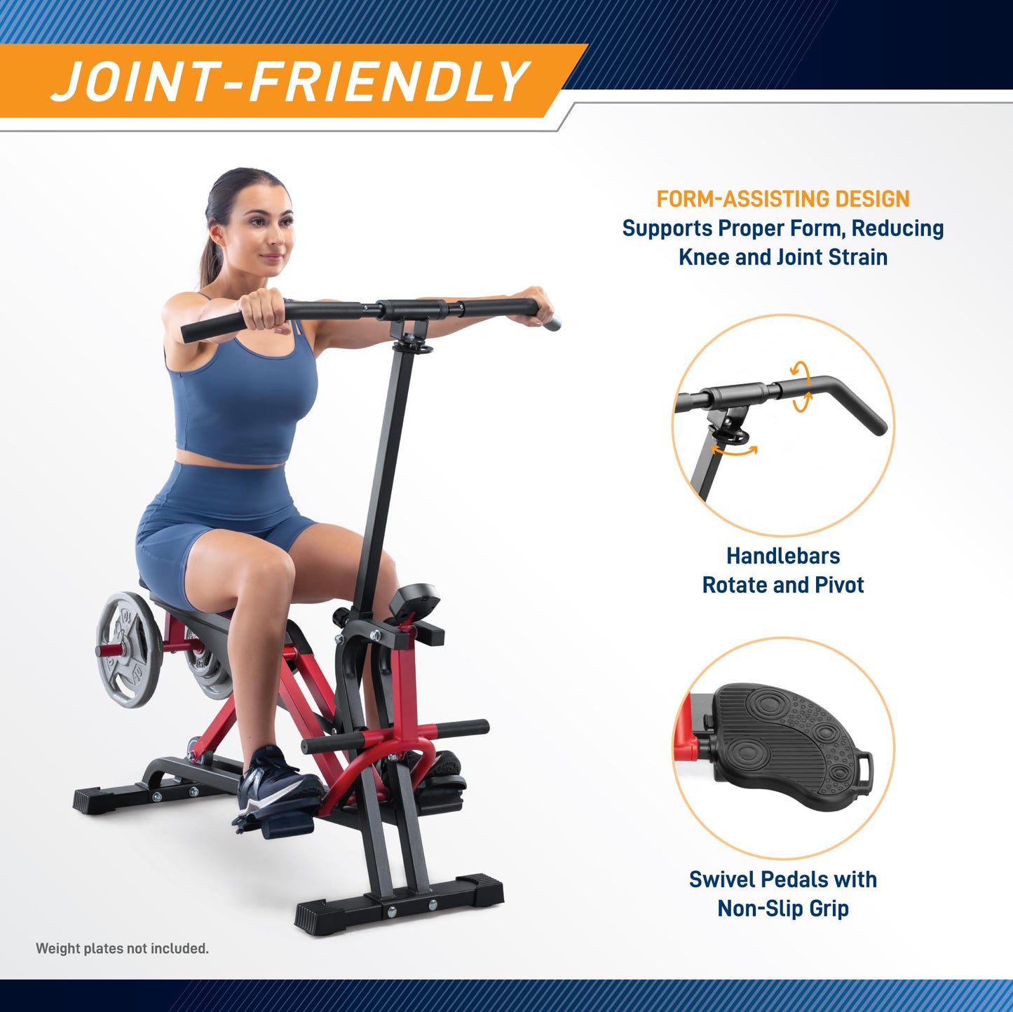 Marcy Easy Rider - Full-Body Exercise Workout Rowing Squat Machine, Free-Weight Resistance, Includes Performance Monitor for Compact Home Gym JX-1057