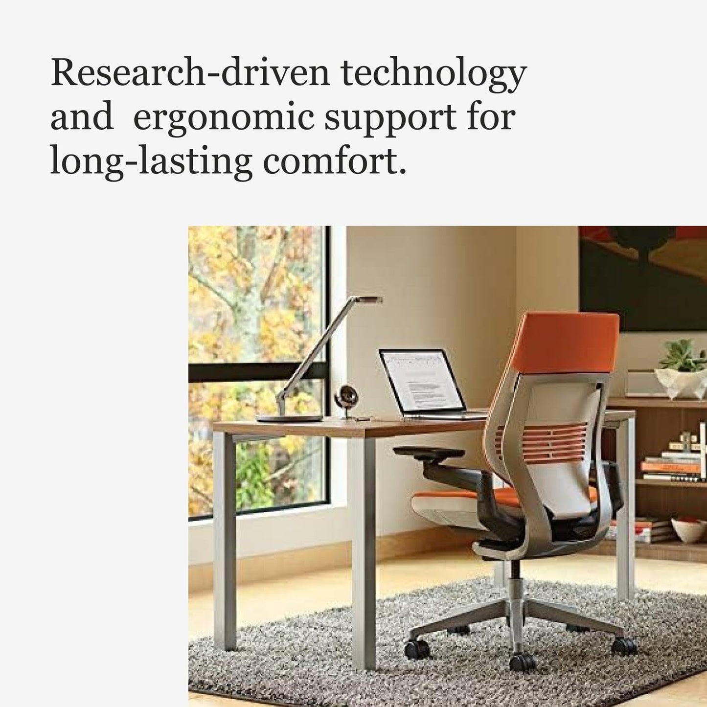 Steelcase Gesture Office Chair - Ergonomic Work Chair with Wheels for Carpet - Comfortable - Intuitive-to-Adjust for Desk - 360-Degree Arms - Tangerine Orange Fabric