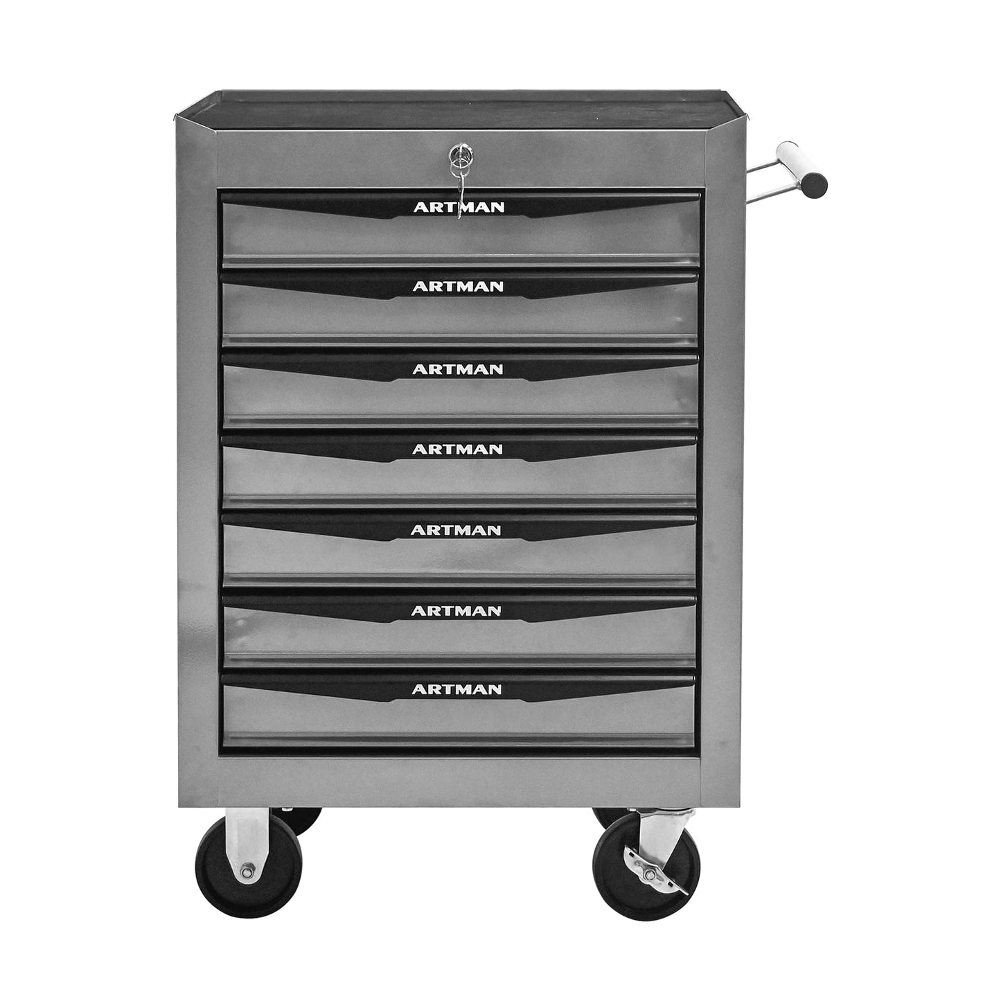 KEIKI Rolling Metal Tool Box with 7 Drawers, 20" Steel Tool Storage Box Organizer, 7 Drawer Tool Chest with Ball Bearing Drawer Slides, Silver