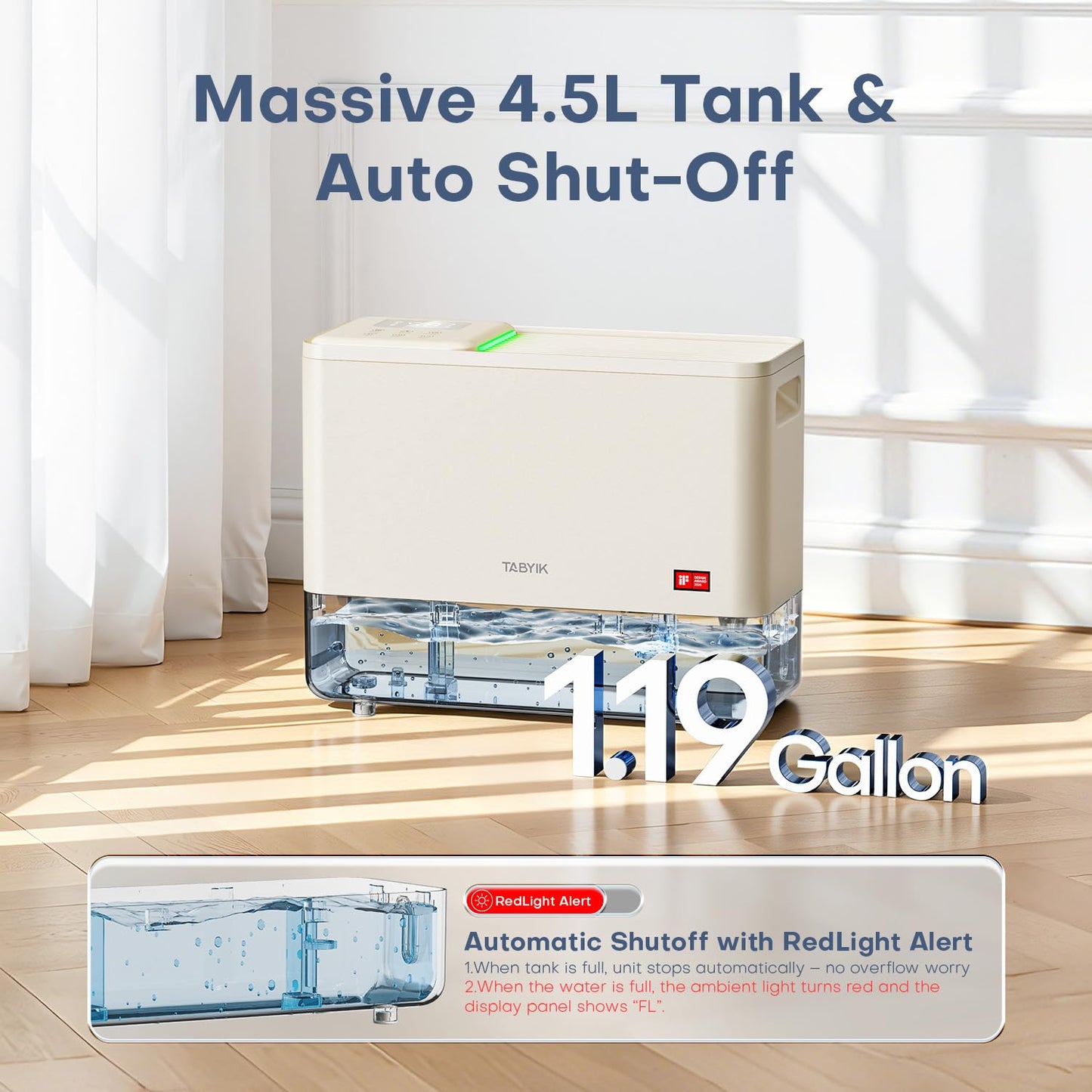 1,500 Sq.Ft Dehumidifier for Basement, 21 Pints Basement Dehumidifier with Drain Hose, Large Dehumidifiers for Home, RV, Bathroom, Bedroom - 1.2 Gallons(4.5L) Water Tank, 3 Modes, 24-Hour Timer