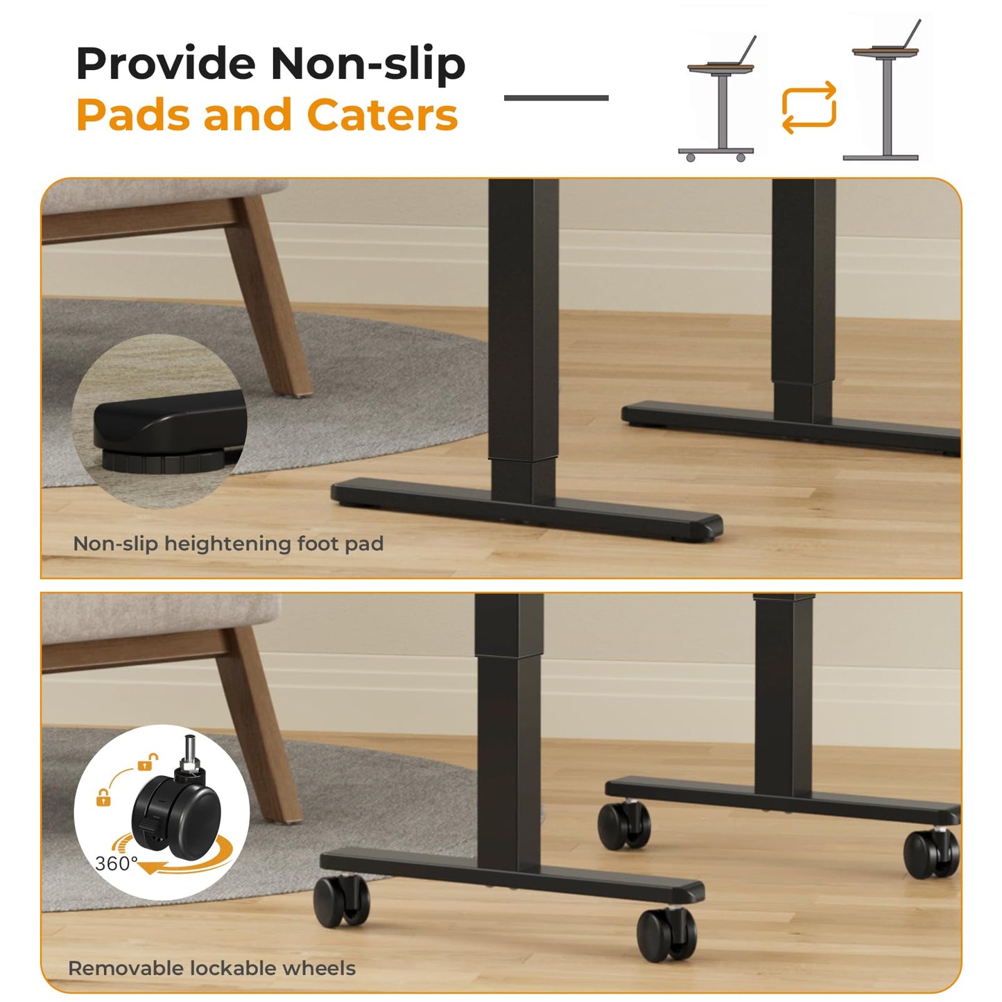 JOY worker Small Electric Standing Desk, 40" x 20" Whole Glass Piece Height Adjustable Desk with Memory Controller, Sit to Stand Desk Workstation for Home Office, Black