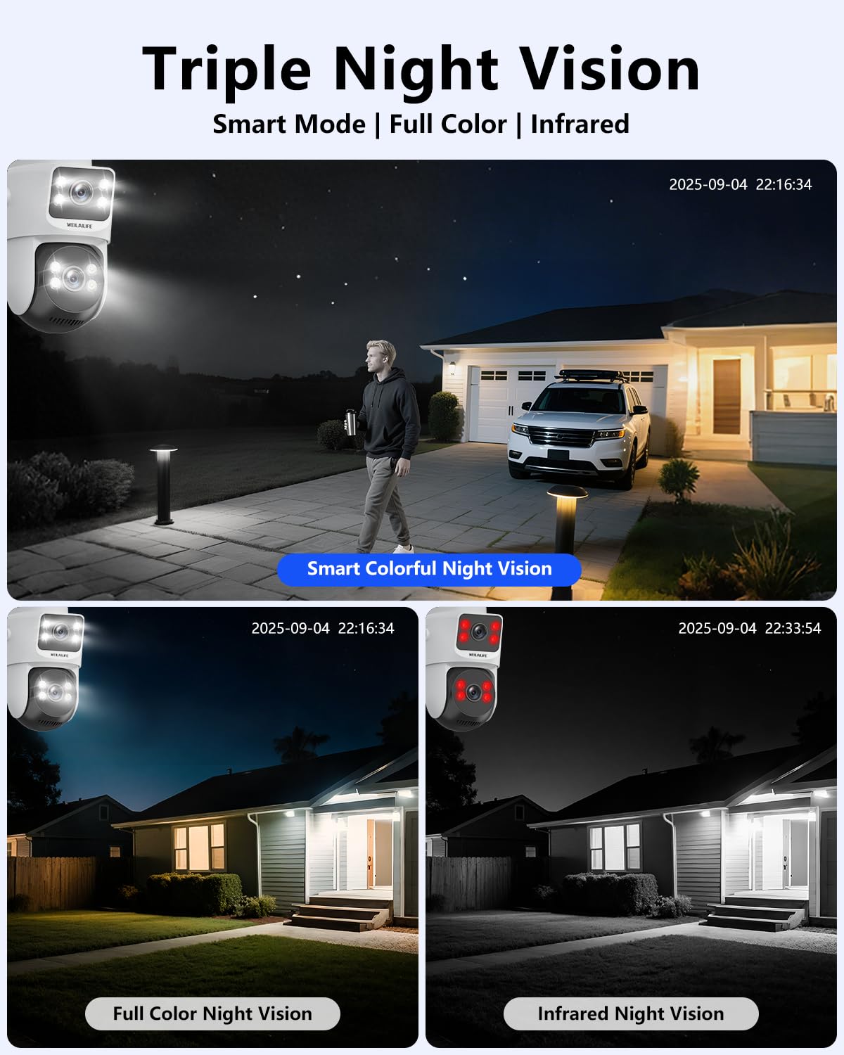 【2-Way Audio & Auto Tracking】 4K 8MP Wired Security Camera System, Outdoor POE PTZ IP Cameras, Home Video Surveillance Camera Systems