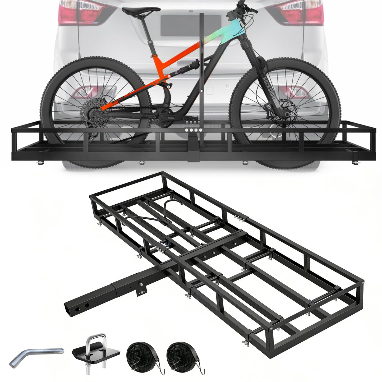ZUIWAN 2-Bike Hitch Rack for 2" Receiver - Convertible Bike Carrier & Cargo Carrier Platform, Heavy-Duty Hitch Mount Bicycle Rack for Cars, SUVs, Trucks