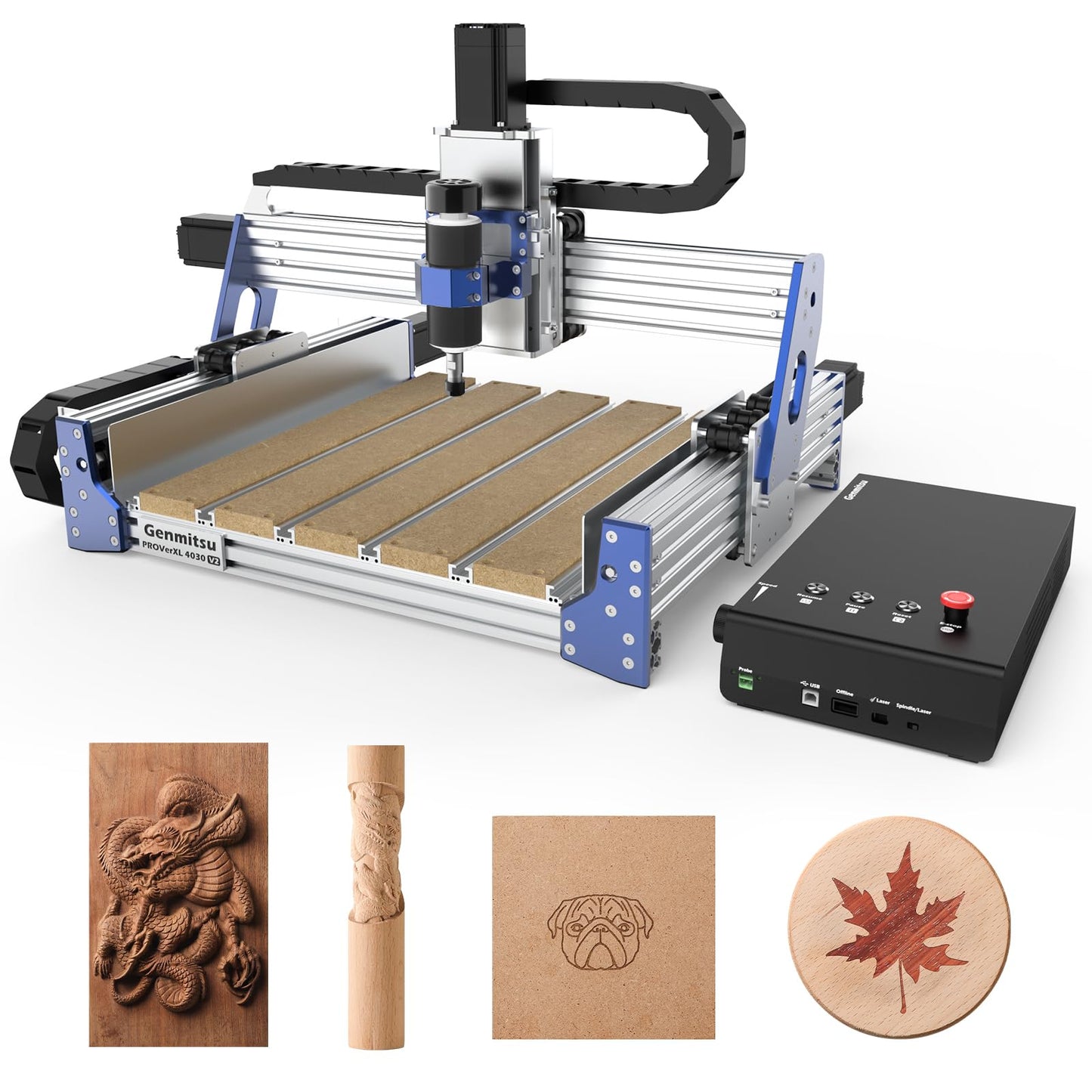 Genmitsu CNC Router Machine PROVerXL 4030 V2, NEMA 23 Closed-Loop Stepper Motor, 3 Axis Milling Machine with 400W Spindle, Fast Speed for Wood Metal Acrylic PCB MDF, Working Area 400 x 300 x 110mm