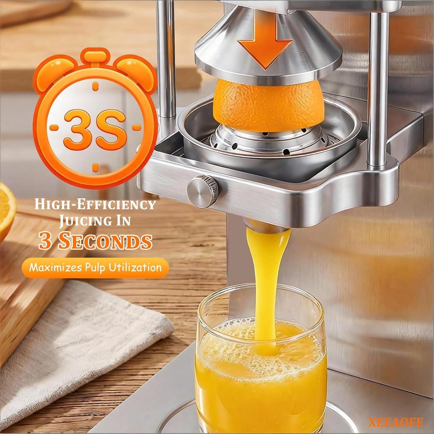 Electric Commercial Juicer and Potato Chips Cutter,Electric French Fry Cutter with Juicer Attachment,Stainless Steel Vegetable Chopper Machine,French Fry Cutter,Commercial Press Squeezer