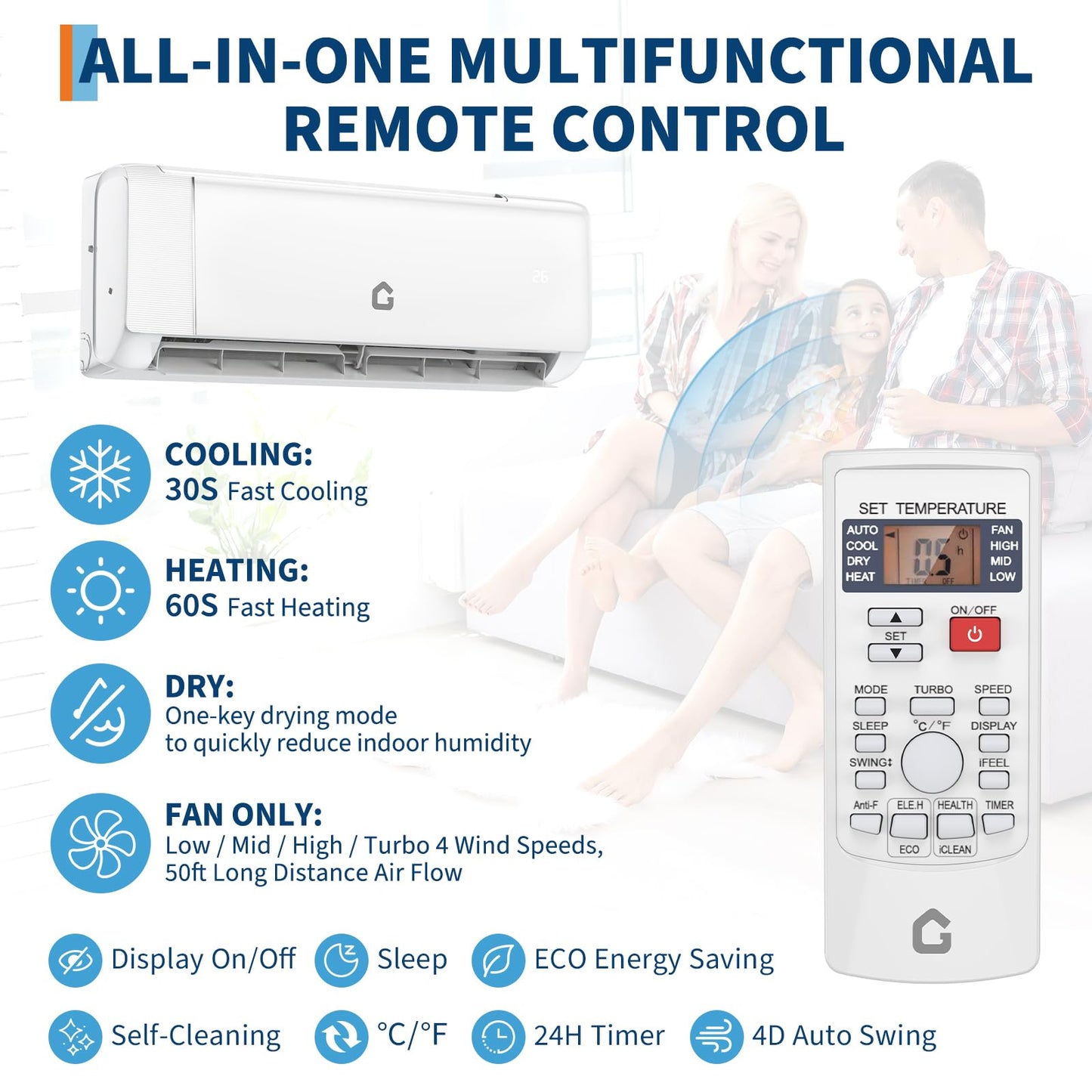 GarveeLife Air Conditioner, SEER-19 24000 BTU 230V Mini Split Air Conditioner & Heater | Energy-Efficient Inverter AC System with WiFi, Remote Control & Installation Kit, for Rooms Up to 1500 Sq.Ft