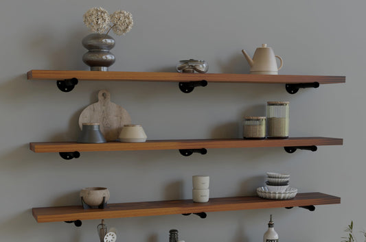 HDDFER Industrial Pipe Wall Wood Shelves,Real Wooden Shelves 48" in Special Brown Color with 1.2" Extra Thickness, Modern Floating Shevles Bookshelf Shelving Units for Rustic Farmhouse Decor