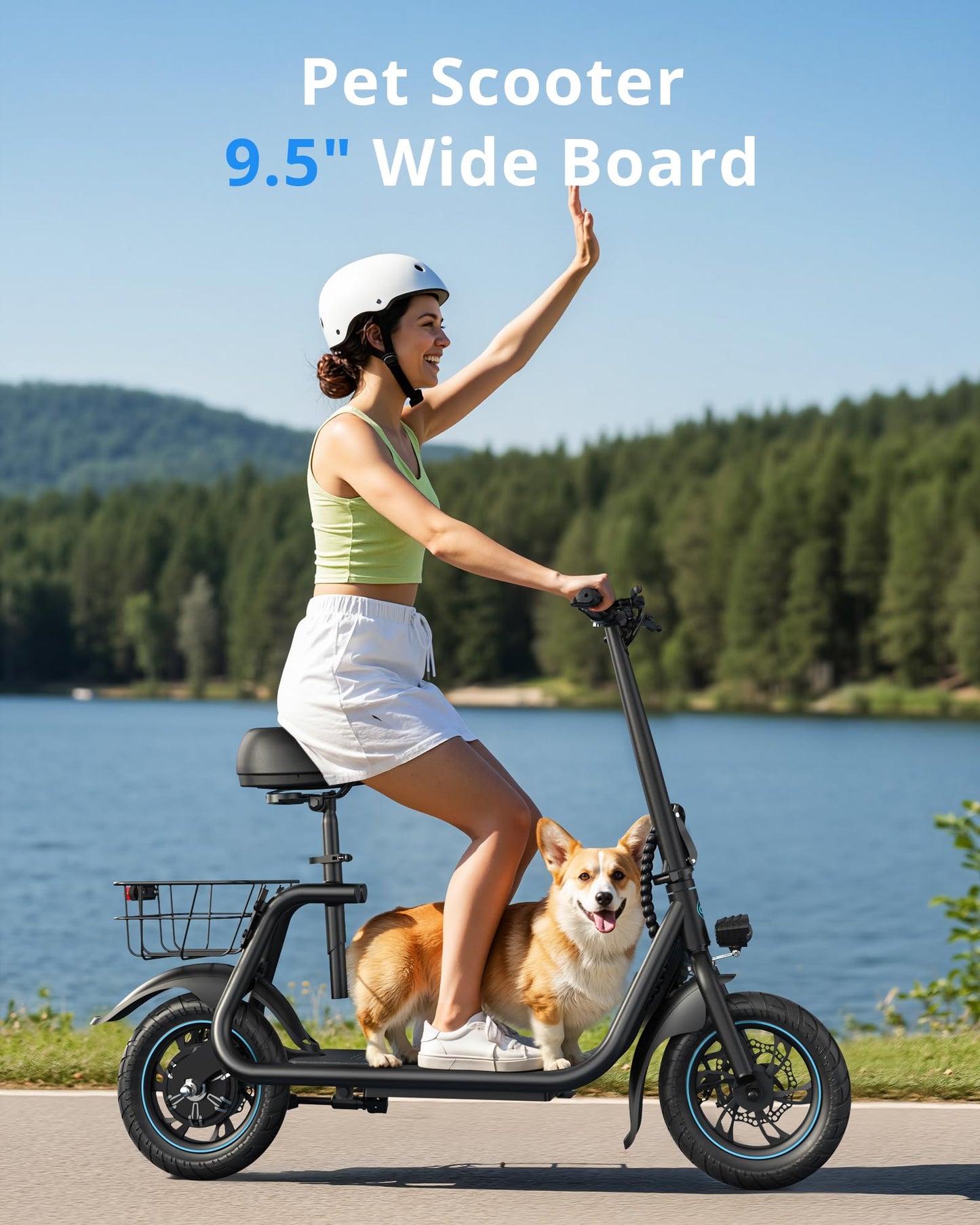 Gyroor Electric Scooter for Adults & Teens with Seat, 450W Motor, Upgraded Stable Battery, 20 Miles Range, Folding Commuter Scooter, Comfort Seat, Bonus Lock & Phone Holder for Urban Travel, C1-CMM