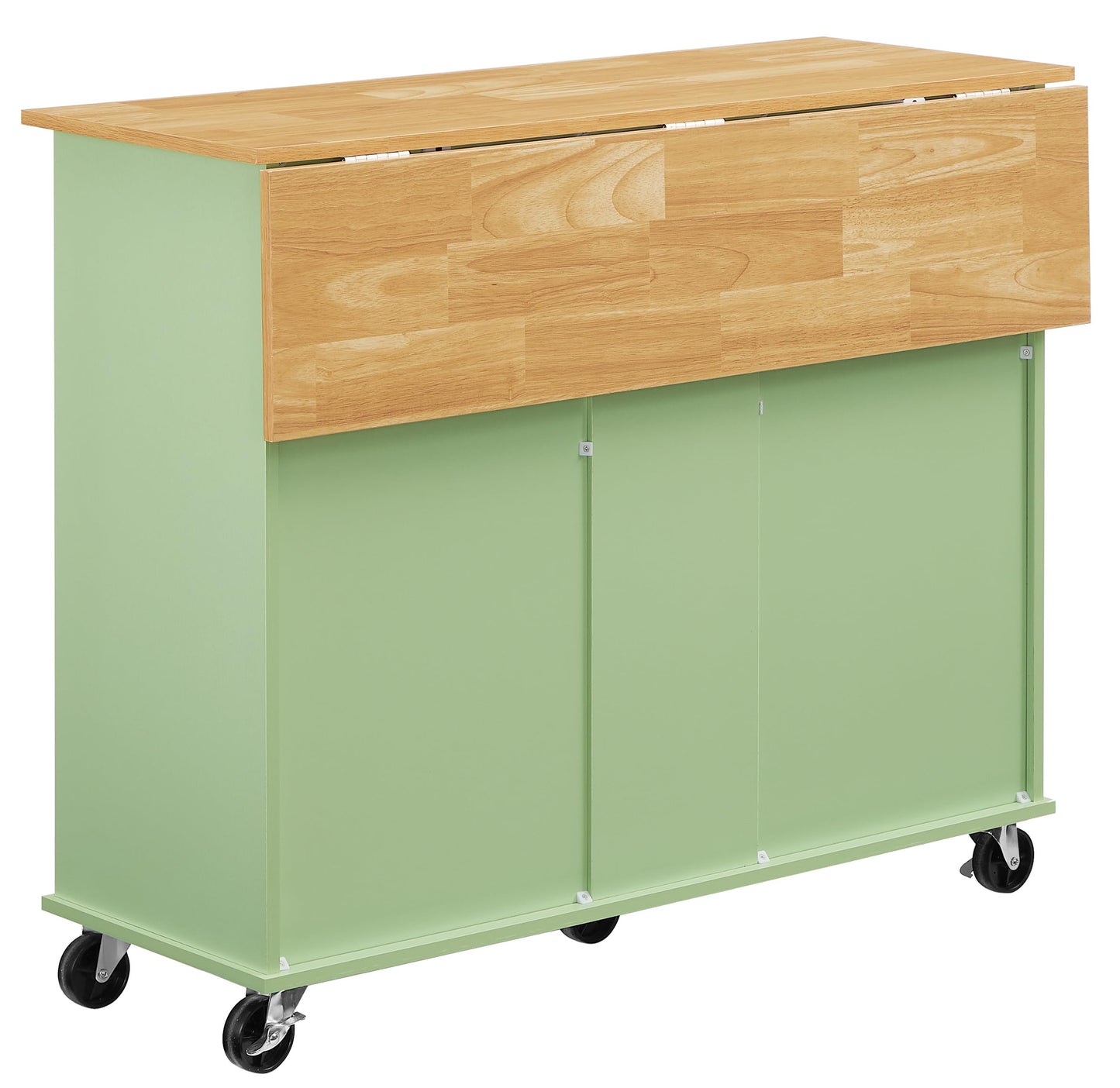 Crosley Furniture Stella Rolling Storage Cart and Kitchen Island with Shelves, Microwave Stand, Coffee Bar, Mint/Natural