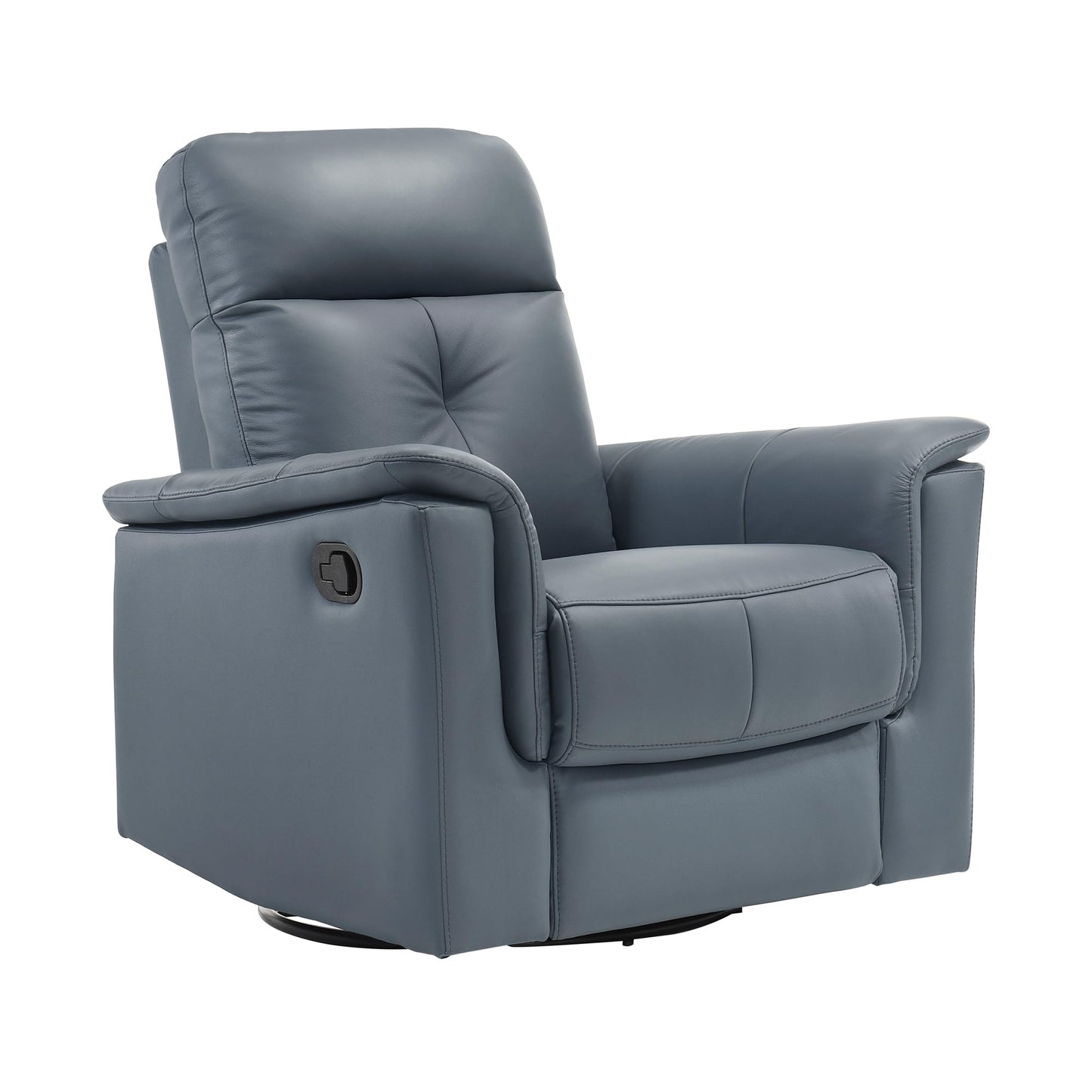 Lexicon Swivel Glider Recliner Chair, Comfy Nursery Glider, Top Grain Leather Match Recliner, Manual Reclining Chair for Living Room/Office/Apartment, Blue Gray