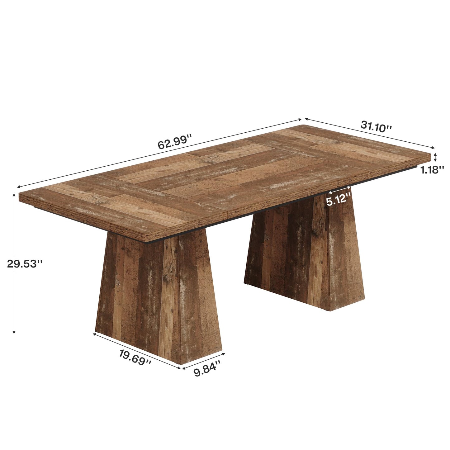 Tribesigns 63-Inch Executive Desk, Large Office Computer Desk with Double Pedestal, Modern Simple Workstations Writing Table Conference Table Business Furniture for Home Office, Espresso Brown