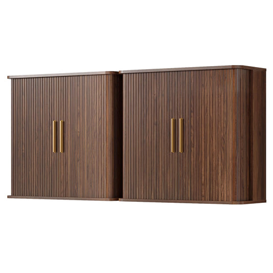 Furnaza 60" W Laundry Room Wall Cabinet with Fluted Sliding Door, Bathroom Medicine Cabinet with Adjustable Shelf, Wall Mounted Storage Cabinet for Laundry Room Kitchen