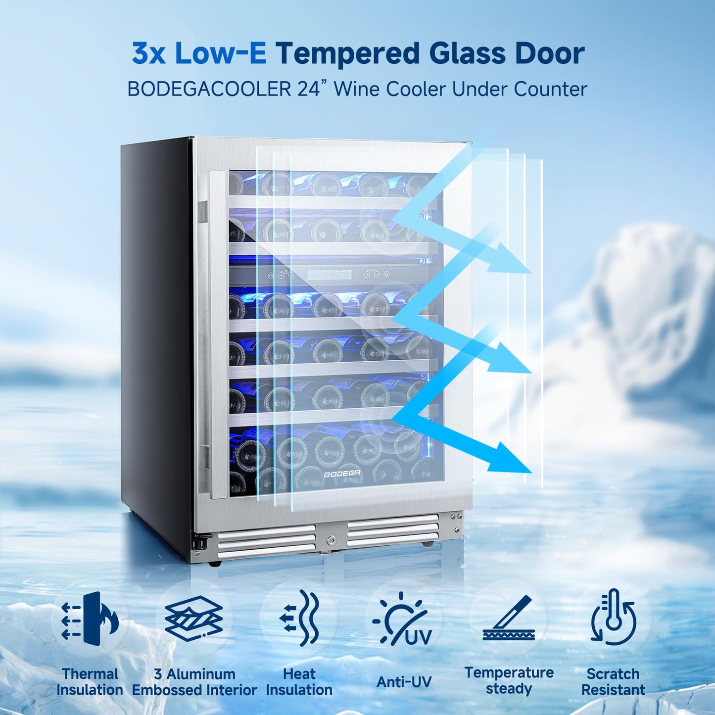 BODEGA COOLER Wine Fridge Cooler - 24 Inch Dual Zone Wine Fridge Holds 56 Bottles, 41-68°F Wine Refrigerator, Built in Fridge, Freestanding Adjustable Shelves Fridge for Beer Soda Drink Bar, 5.8 Cu.Ft