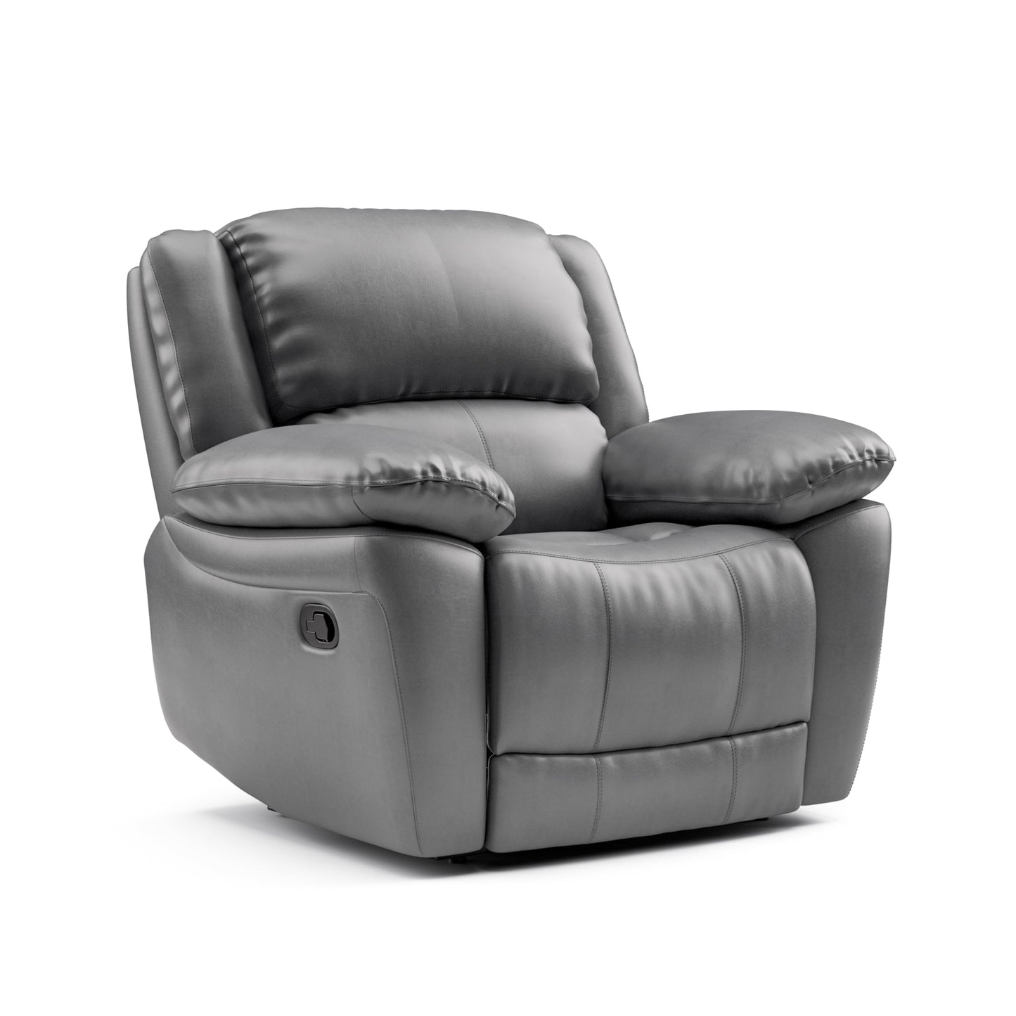 Furniture of America Sorin Modern Leather Recliner Chair with Pillow Armrests and High Density Foam, Reclining Sofa, Comfortable Couch for Living Room, Office, FSC Certified, Dark Gray