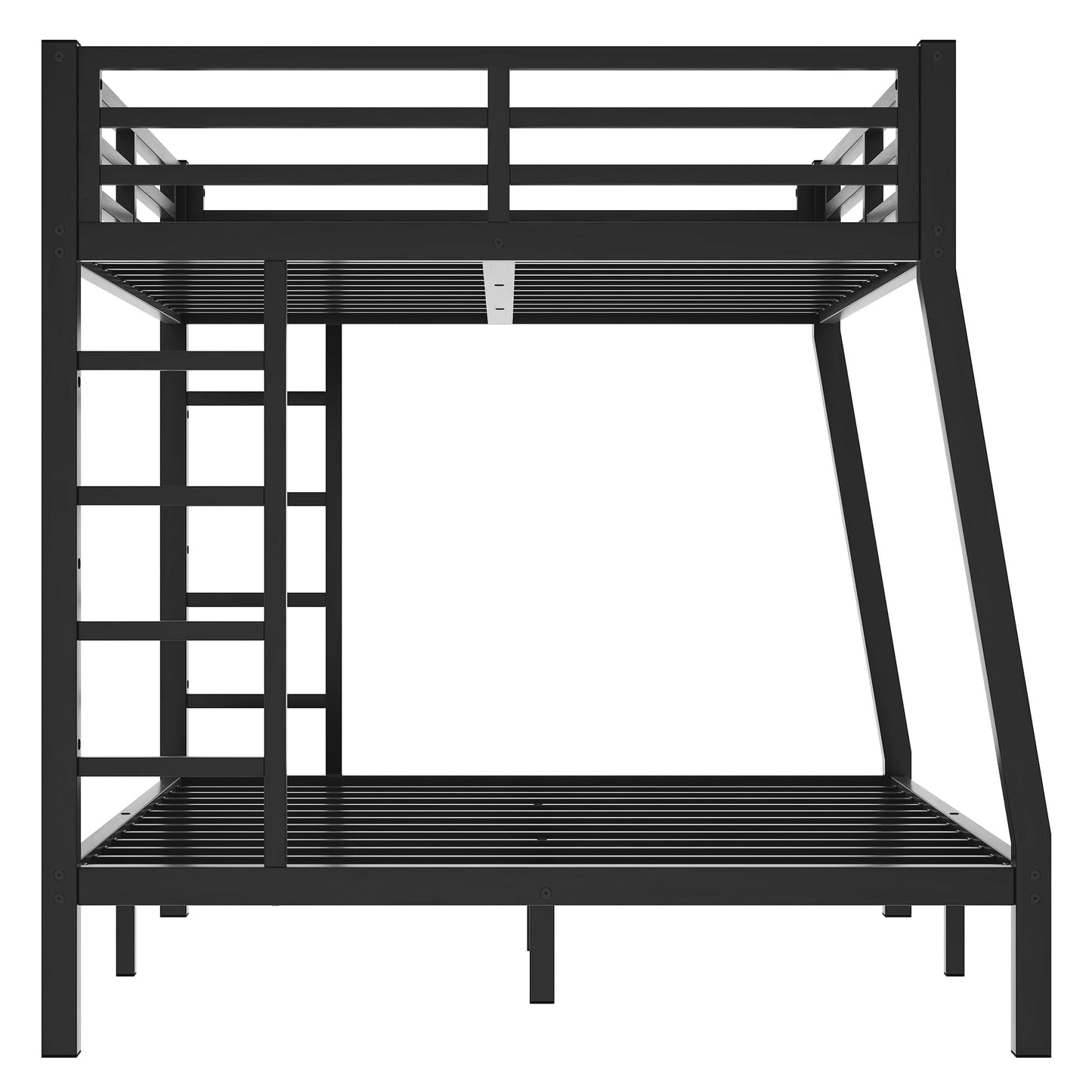 Bellemave Full XL Over Queen Bunk Bed for Adults, Full XL Over Queen Bunk Bed Frame with 2 Ladder and Full Length Guardrail, Easy Assemble, Mattress Not Included, Black