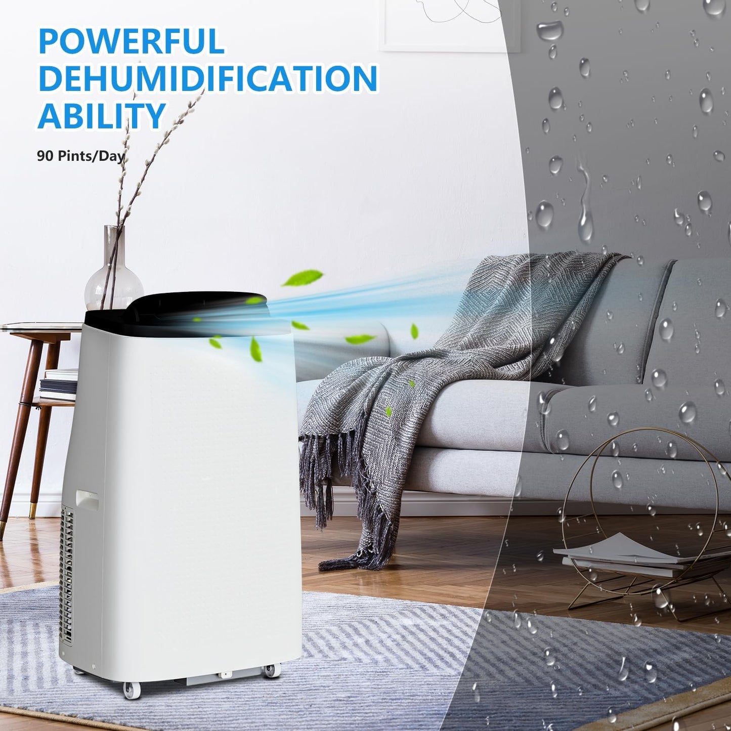14,000 BTU Portable Air Conditioner Cools Up to 700 Sq.Ft, 3-IN-1 Quiet Portable AC Unit with Remote Control & Installation Kits for Large Room, Smart/Sleep Mode, Auto Swing, 24H Timer