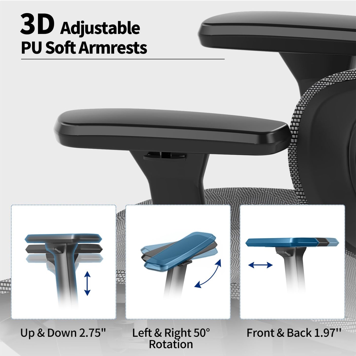 PatioMage Ergonomic Office Chair, Big and Tall Desk Chair with Adjustable Lumbar Support & Seat Depth, High Back Computer Chair, Swivel Mesh Chairs with Wheels for Home Office, Darkgrey