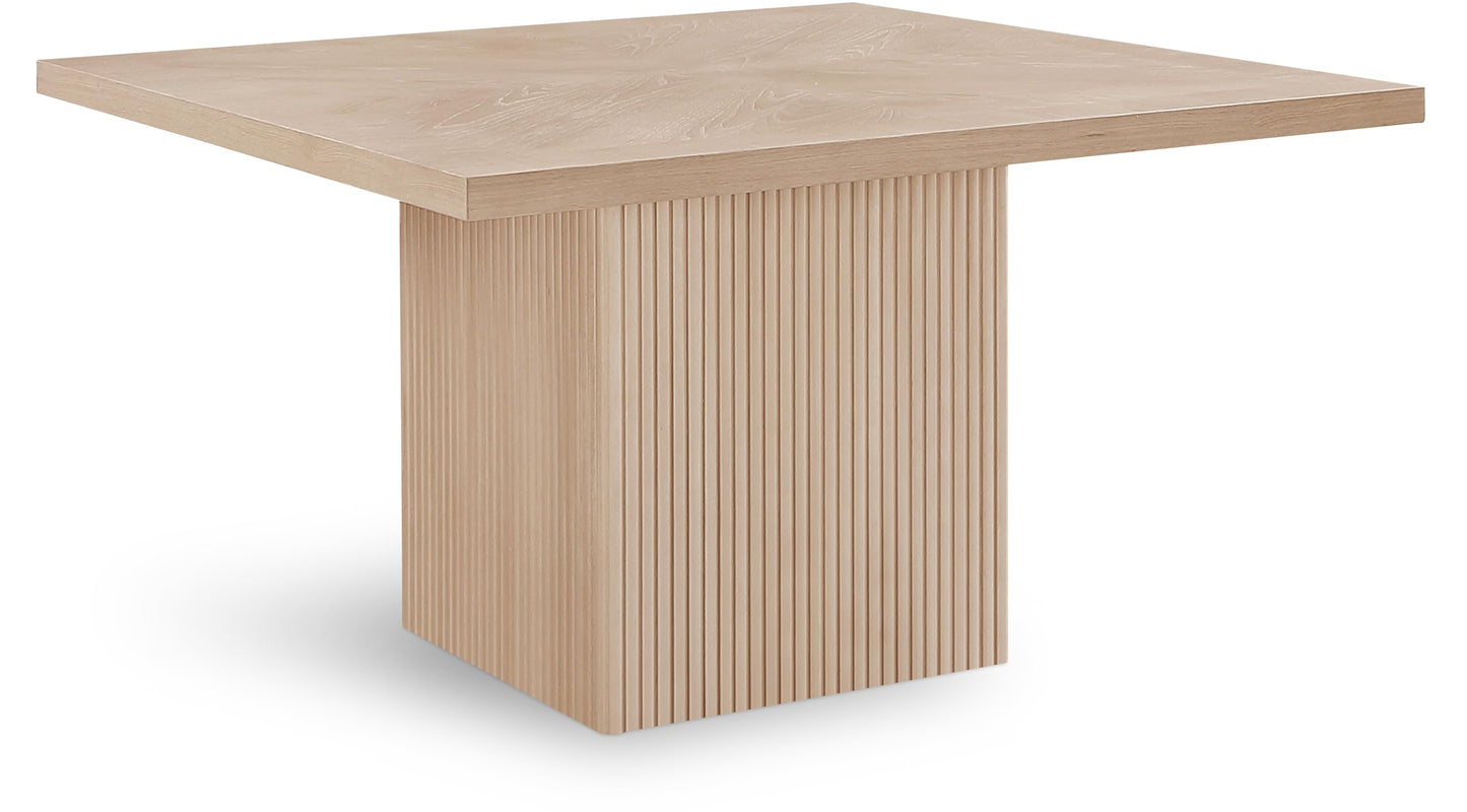 Meridian Furniture 729Oak-T Belinda Collection Mid-Century Modern Dining Table, Solid Wood Base, Natural Finish Oak Wood Veneer MDF Top, Square Top, Fluted Base, 54" W x 54" D x 31" H, Oak