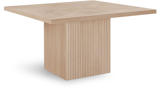 Meridian Furniture 729Oak-T Belinda Collection Mid-Century Modern Dining Table, Solid Wood Base, Natural Finish Oak Wood Veneer MDF Top, Square Top, Fluted Base, 54" W x 54" D x 31" H, Oak