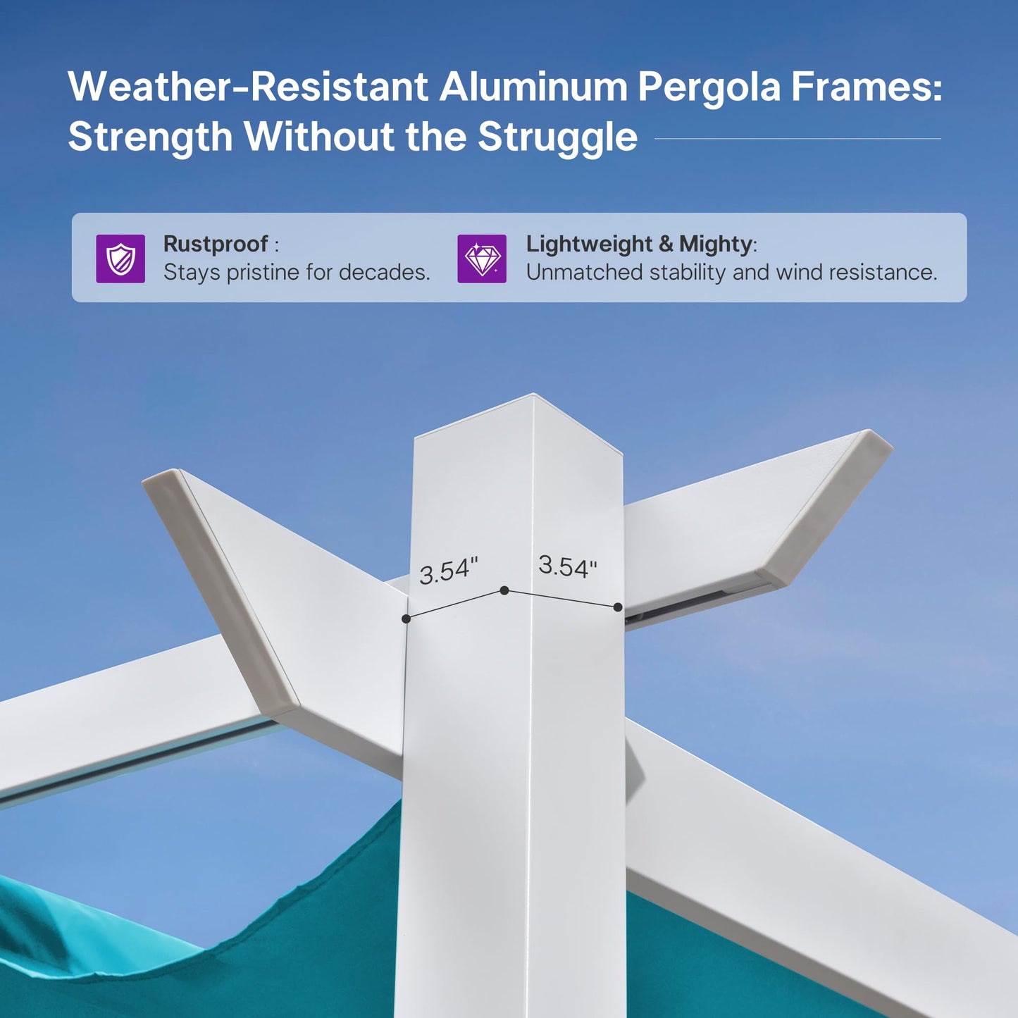 PURPLE LEAF 10' x 13 Aluminum Outdoor Pergola White Wind-Resistant Retractable Pergola with Double Sun Shade Canopy Heavy-Duty Metal Pergola for Patios Backyard Deck Garden, Blue