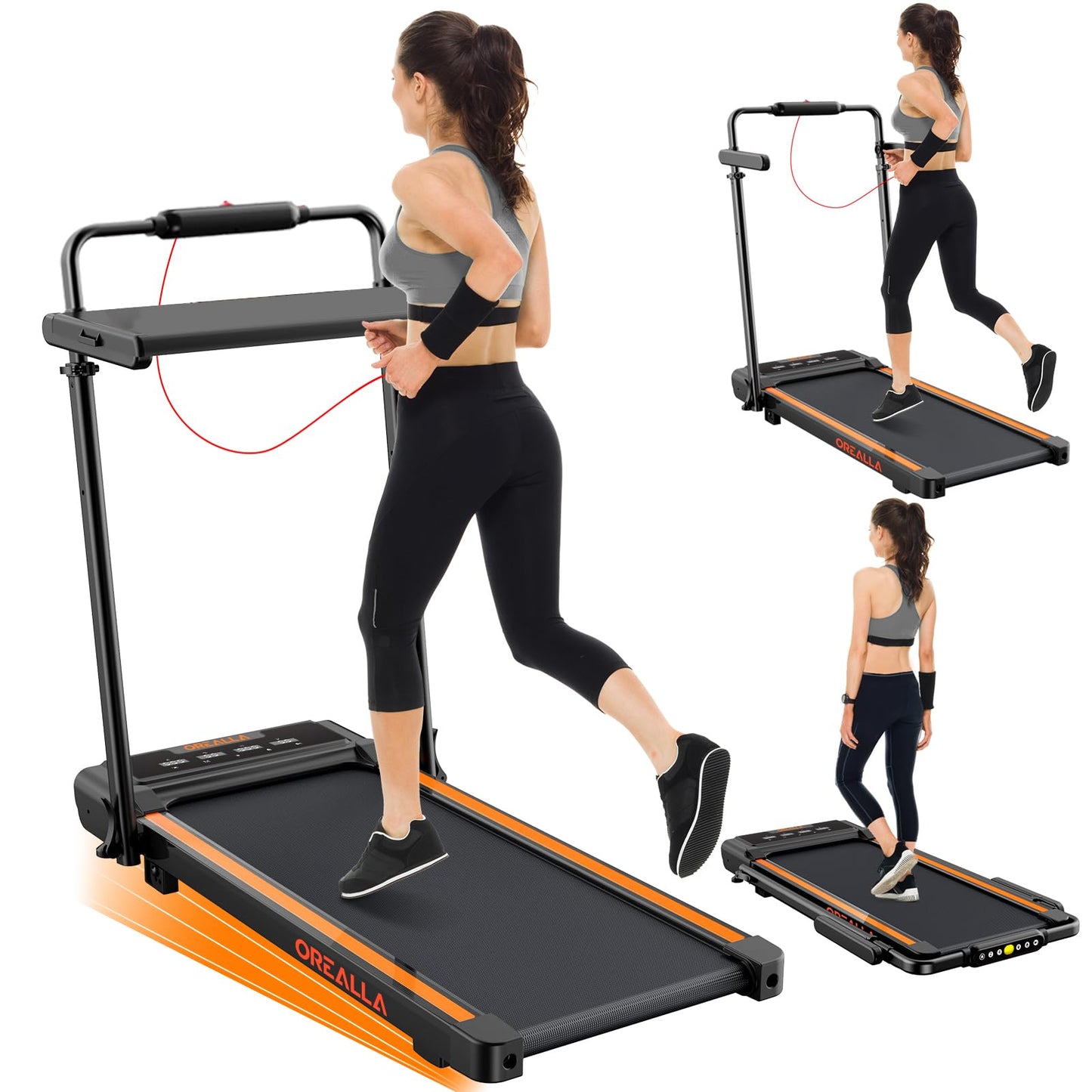 Walking Pad with 12% Incline, Under Desk Walking Pad Treadmill with Adjustable Height Handle Bar & Removable Desk, 3 in 1 3.5HP Foldable Treadmill 300lbs Capacity for Home Office with Remote Control