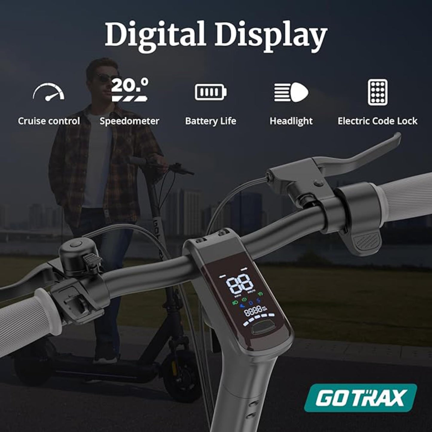 Gotrax ECLIPSE ULTRA Saddle Electric Scooter for Adults, Max 38 Mile 20Mph 500w Motor, 10" Tire, Bright Headlight Taillight, Aluminum Alloy Frame Cruise Control, Foldable Escooter w/Seat for Commute