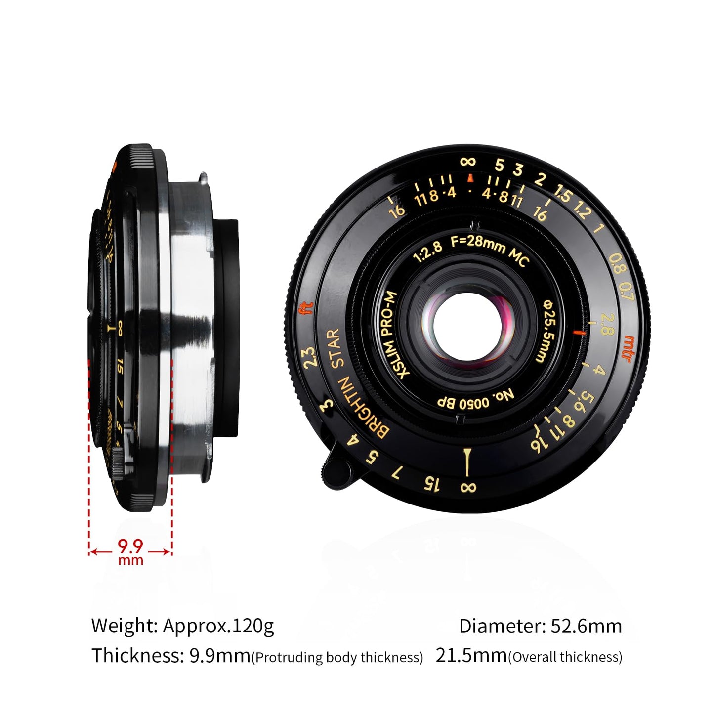 Brightin Star 28mm F2.8 Full Frame Manual Focus Lens for Leica-M Mount,Camera Lens Compatible with M2 M3 M4 M5 M6 M7 M8 M9 M9P M10 M262 M240 M240P M10P M10M
