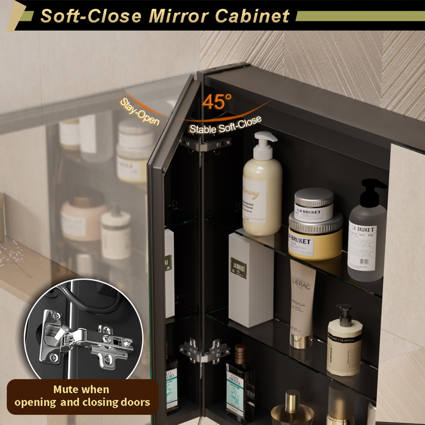 GANPE LED Lighted Bathroom Medicine Mirror Cabinet with Sockets & USBs, Anti-Fog Dimmable Light and Color Adjustment, Easy to Install Aluminum Cabinet (20 * 28 Right Hinge)