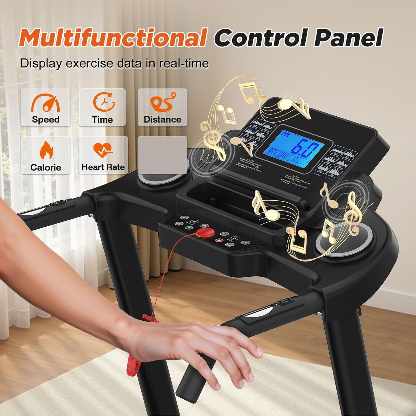 Walking Pad Treadmill with Incline and Handle Bar, 15% Auto Incline Treadmill with APP, 3.25HP Brushless Motor, Folding Electric Treadmill for Home, 0.5-8.5 MPH, Large LED Display