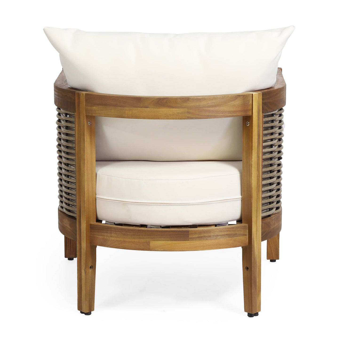 Merax Set of 2 Outdoor Acacia Wood Wicker Club Chair with Cushion,Patio Furniture Conversation Seat for Backyard