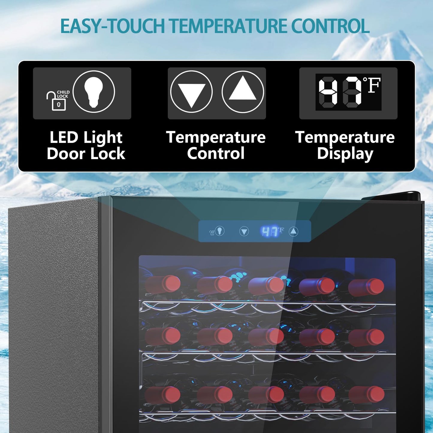 COWSAR 37 Bottle Wine Fridge, Freestanding Commercial Beverage Refrigerator with Smart Temp Control, 4.45 Cu.Ft Mini Fridge Wine Cooler with Child Lock& Wavy Wire Shelves for Kitchen Bar, Black