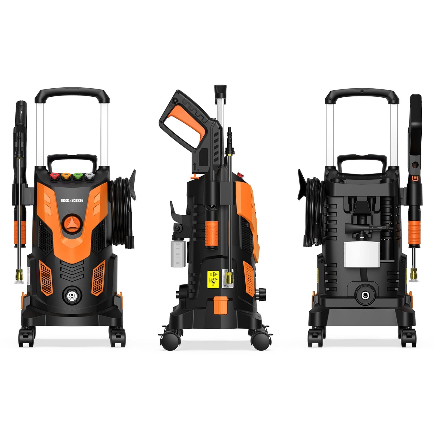 Rock&Rocker Upgraded 1750PSI Pressure Washer, 2.5GPM Portable Electric Power Washer with 360° Spinner Wheels, 4 Quick Connect Nozzles Foam Cannon for Car/Patio/Deck/Home Cleaning