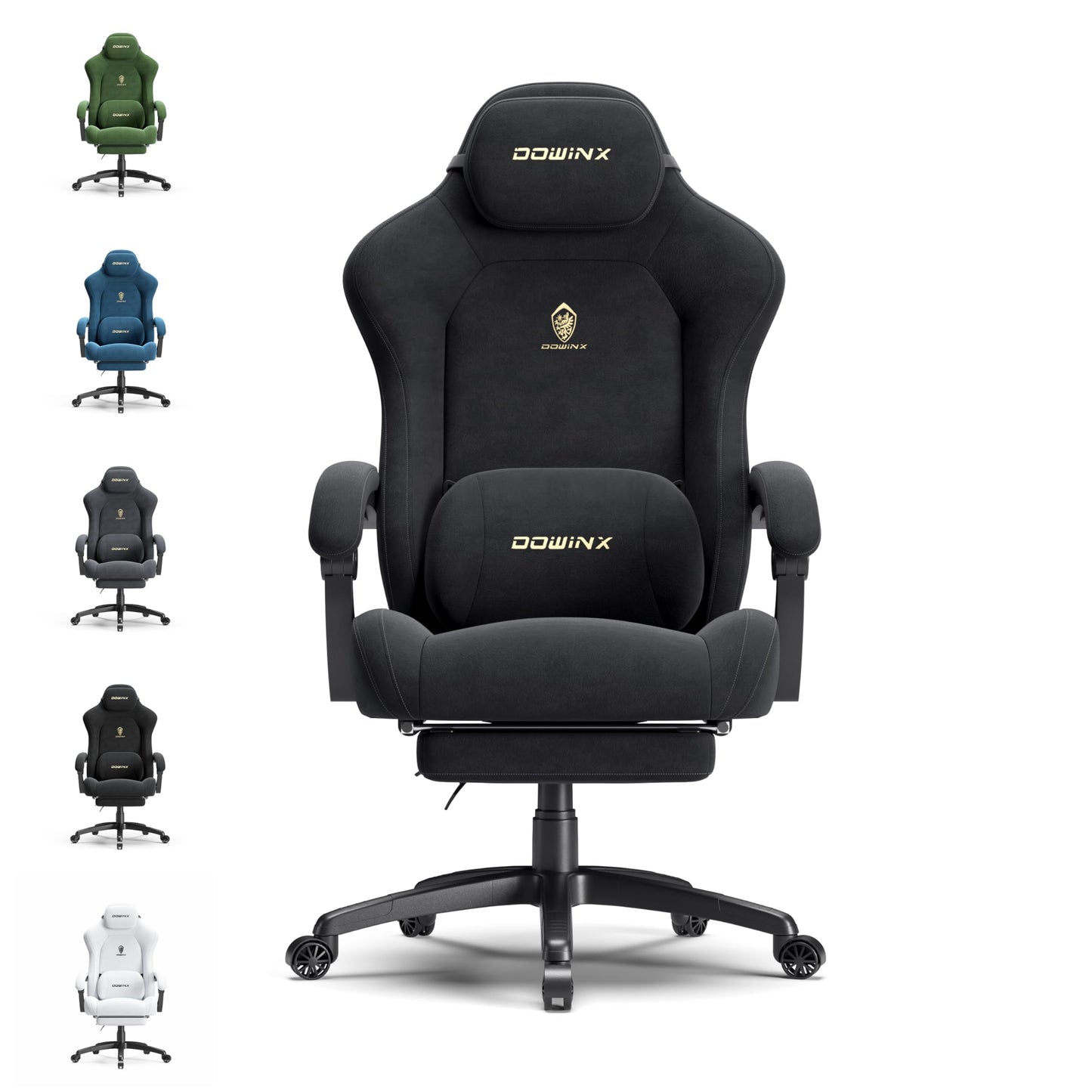Dowinx Big and Tall Gaming Chair, Suede Fabric Game Chair with Pocket Spring Cushion, High Back Gamer Chair Ergonomic with Footrest for Adults Office, 440LBS, Black