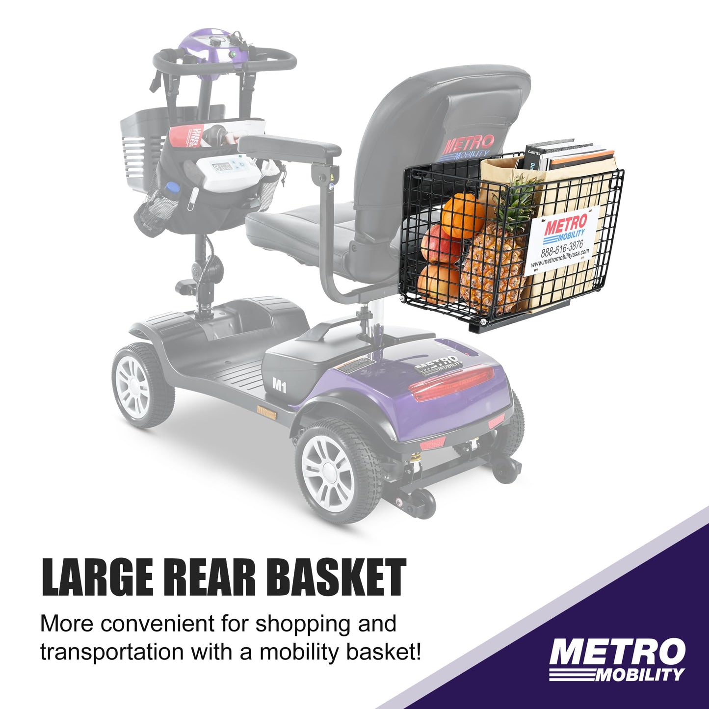 KEIKI 4 Wheel Mobility Scooter Folding Travel Mobility Scooter for Adults, Battery Powered Electric Mobility Scooter w/Baskets, Storage Box, LED Lights, 10 Miles Range & 300Ibs Capacity, Dark Purple
