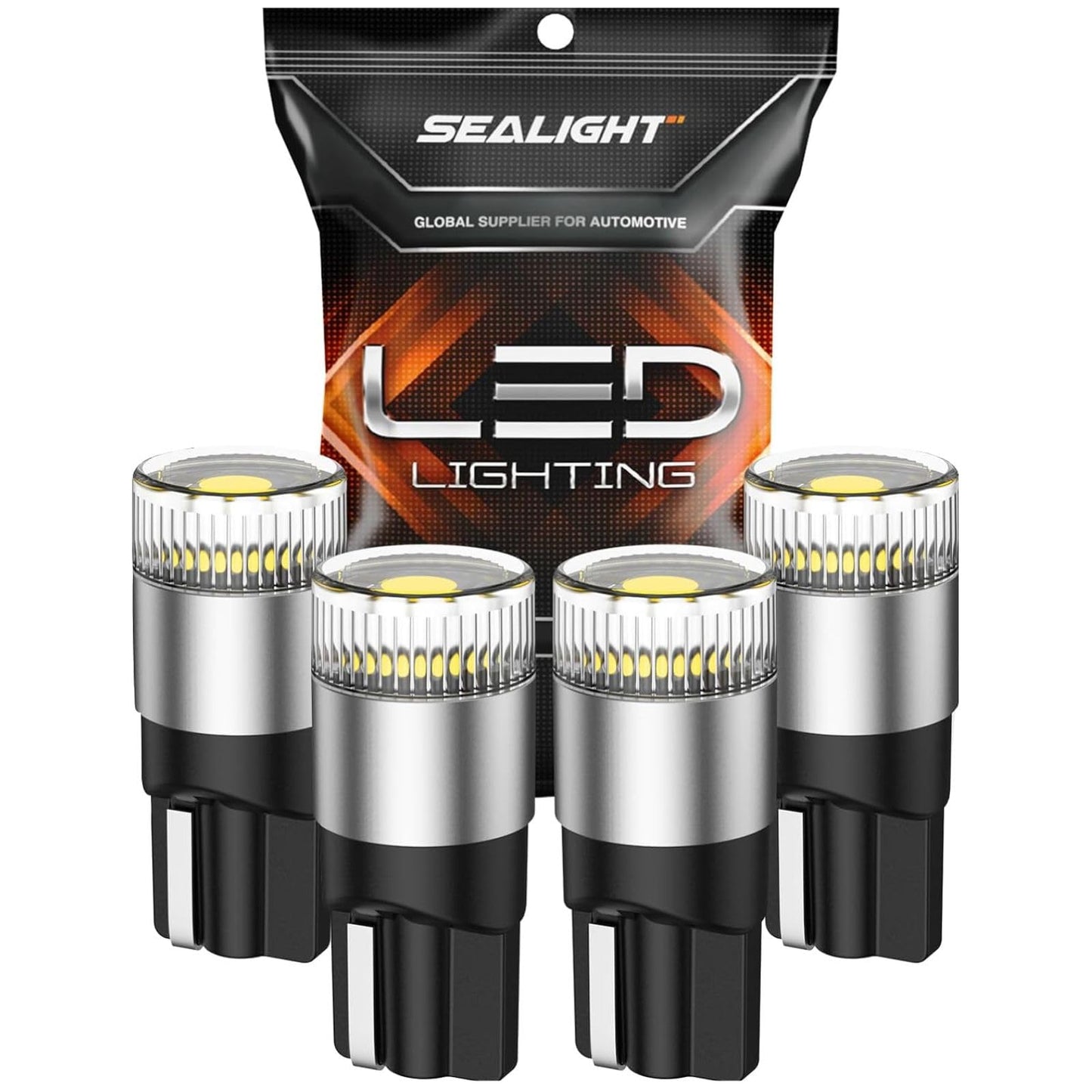 SEALIGHT 194 LED Bulbs, 6000K White, T10/194 Size, Aluminum, 4 Pack, Model 5421LTL12JBUS